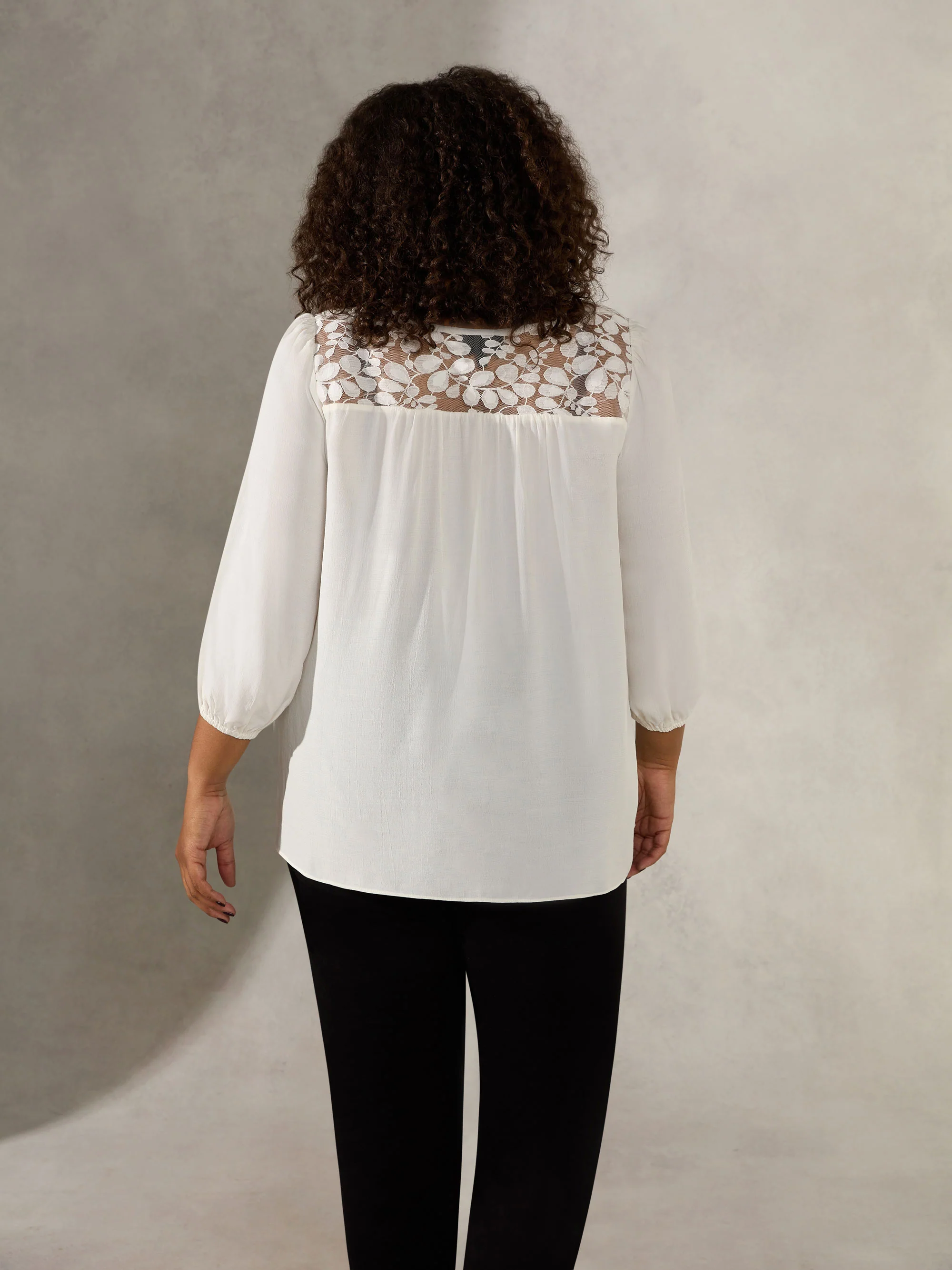 Ivory Lace Yoke Blouse - Image 4