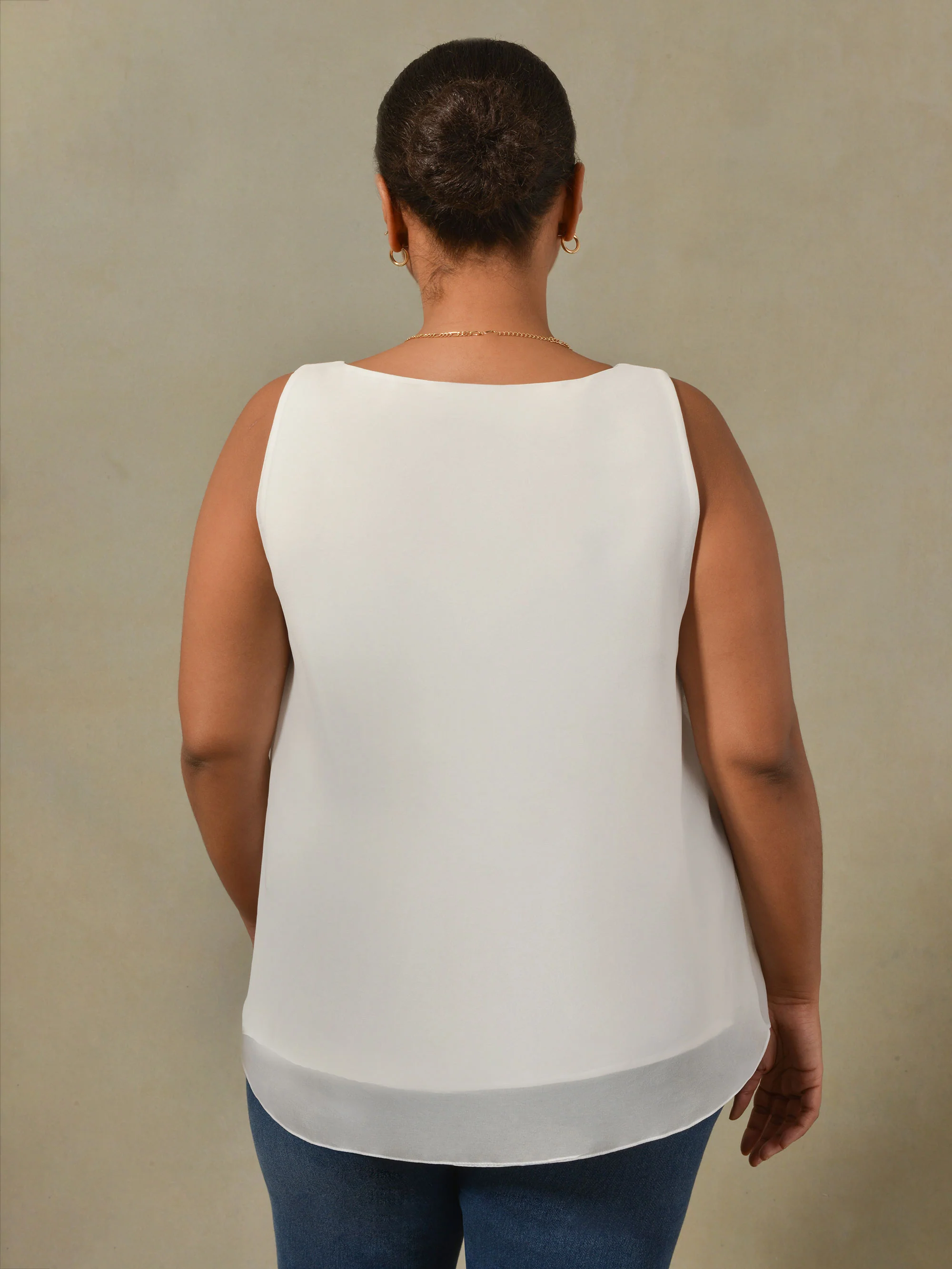 Ivory Layered Chiffon Swing Vest - Image 3
