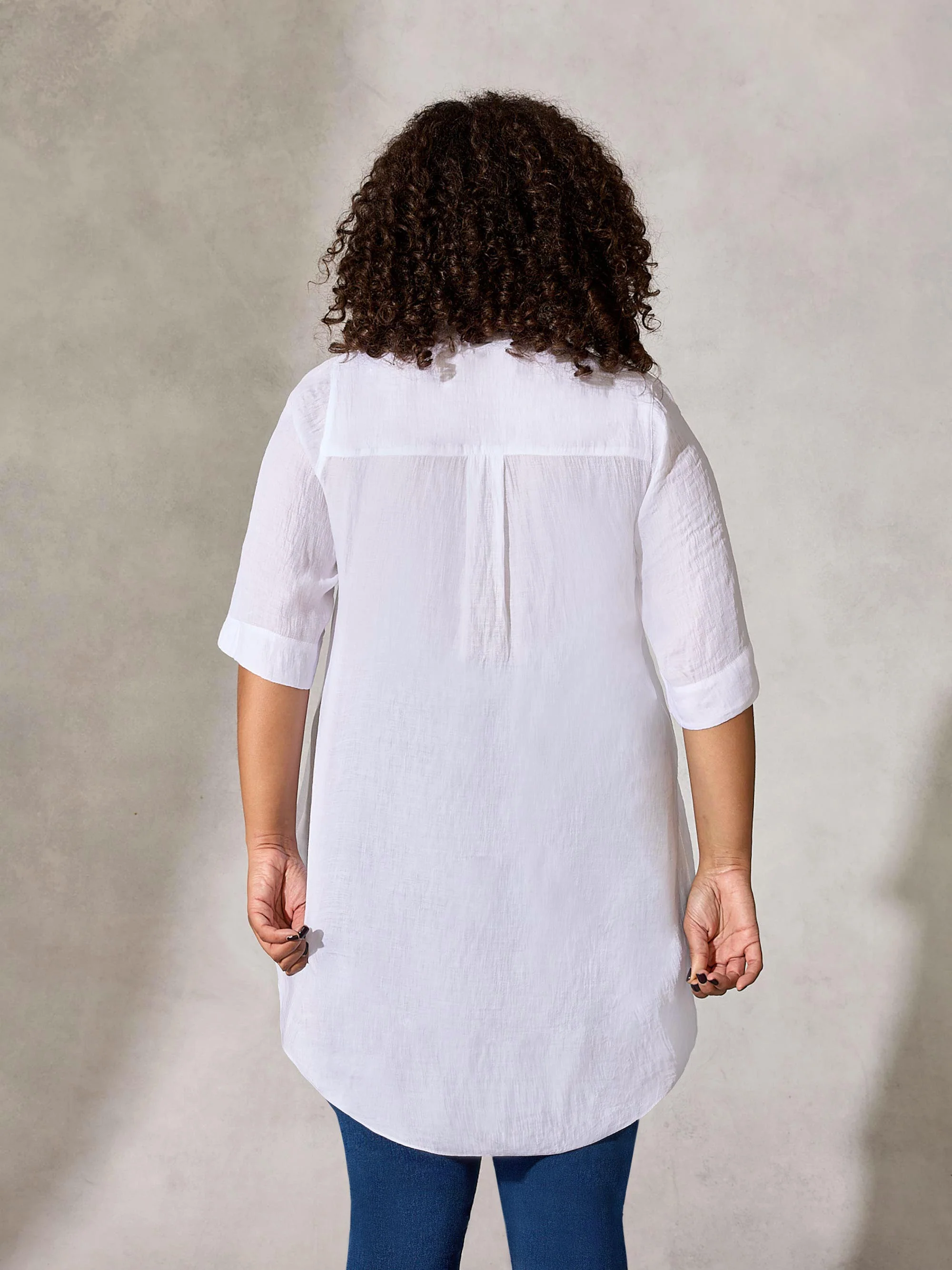 Ivory Lightweight High Low Blouse - Image 4