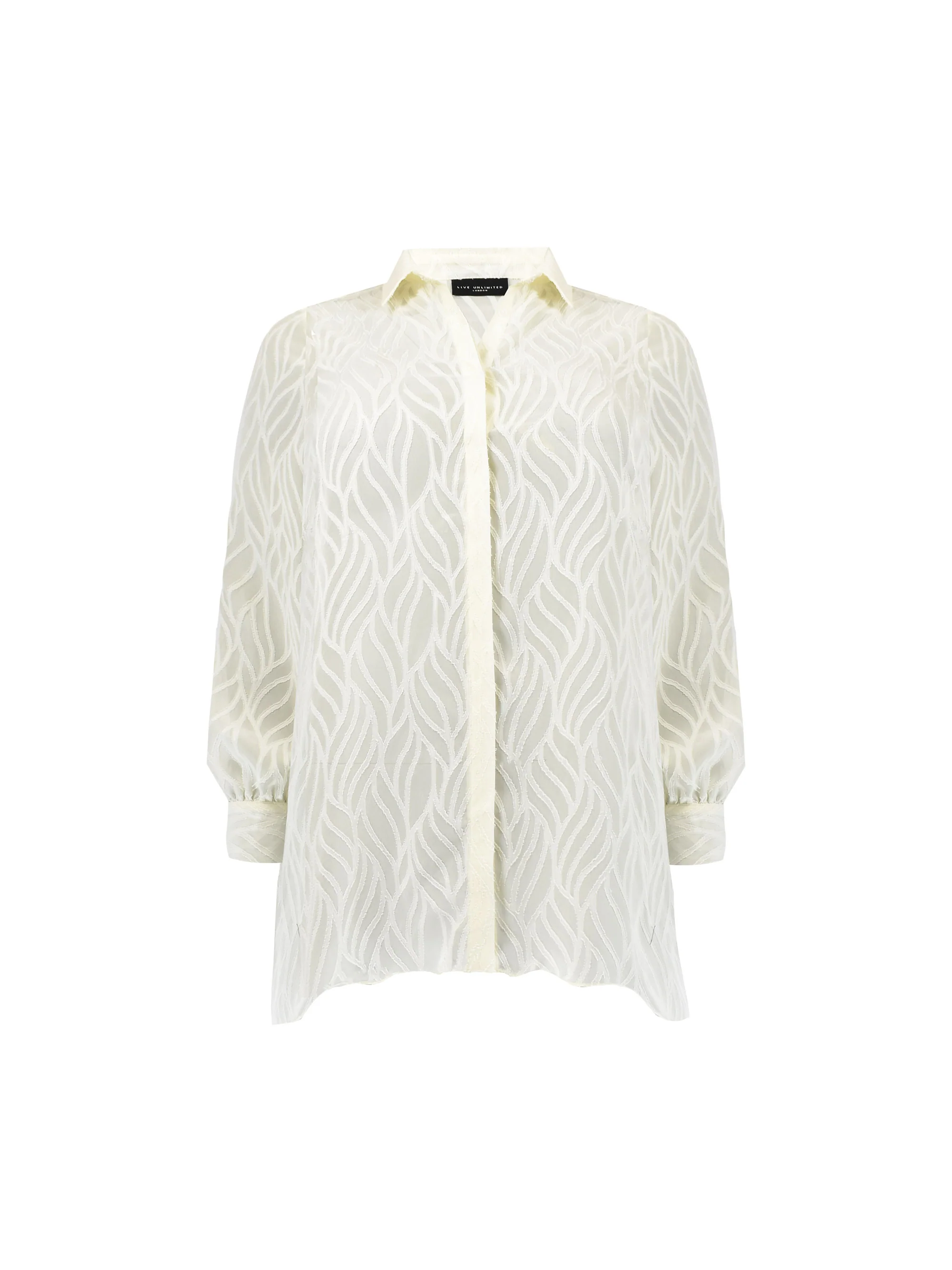 Ivory Linear Burnout Hanky Hem Shirt - Image 7