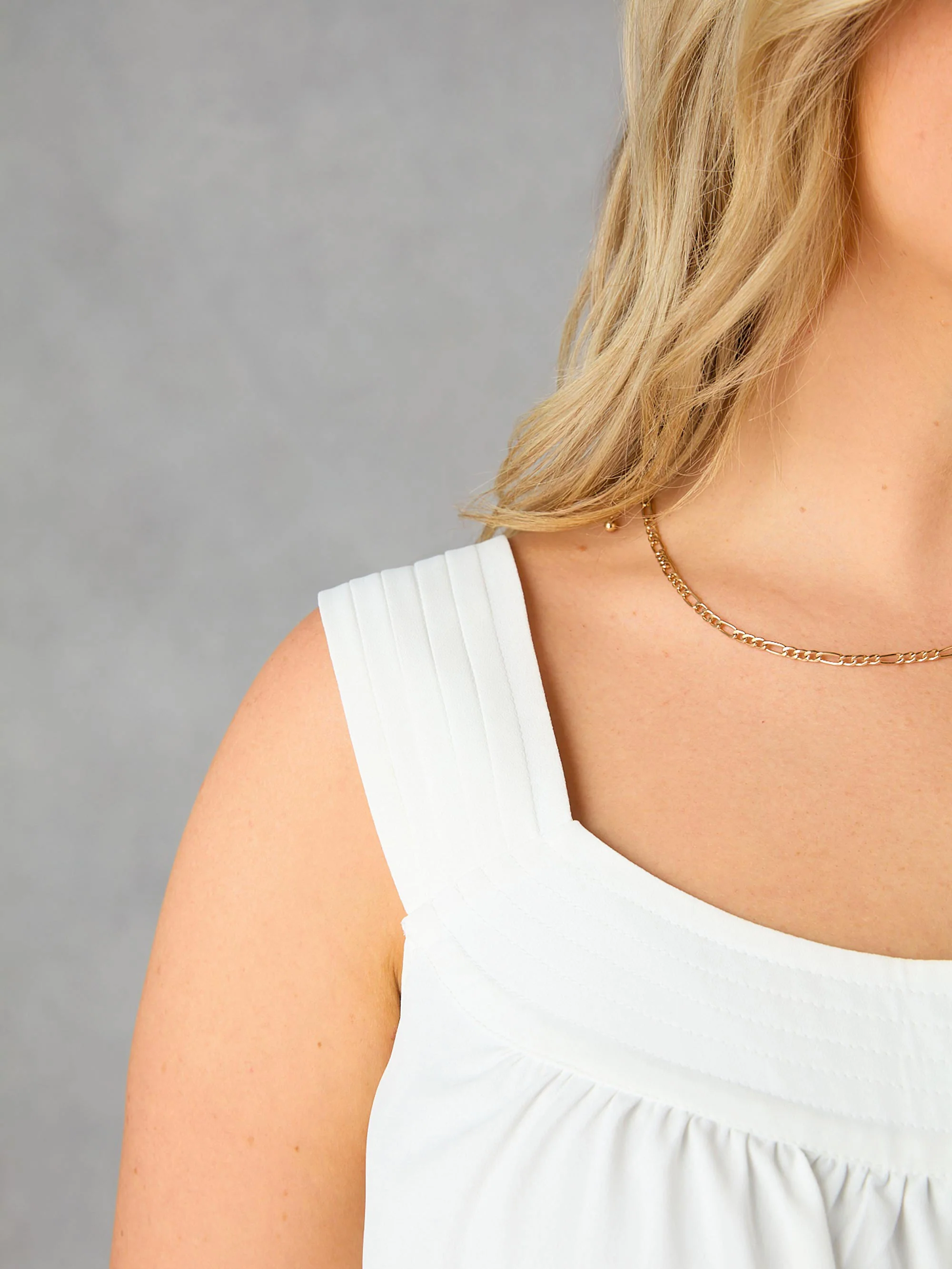 Ivory Pleat Neck Sleeveless Blouse - Image 4