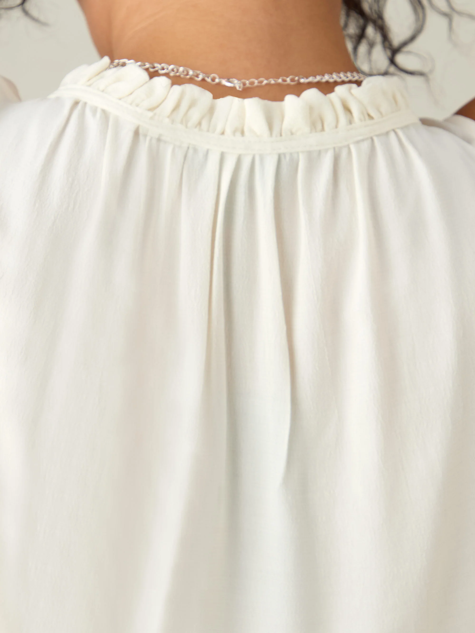 Ivory Ruffle Neck Blouse - Image 3