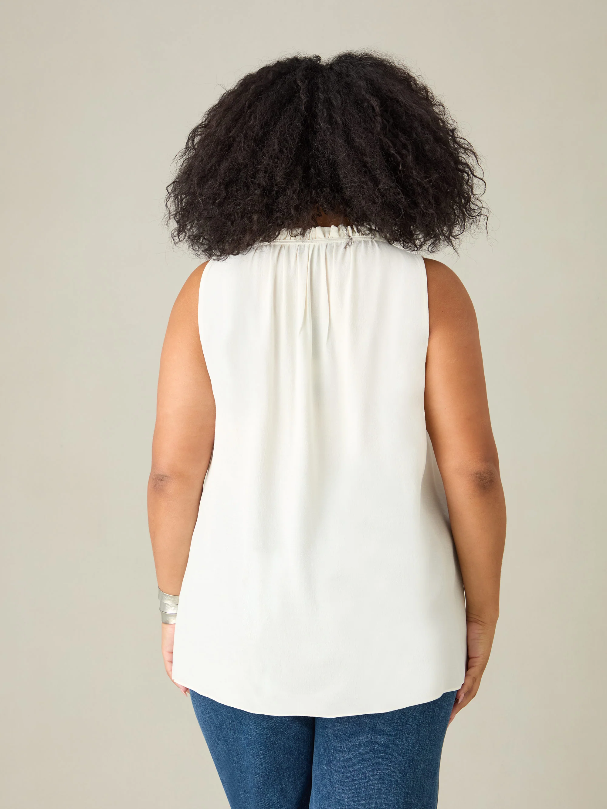 Ivory Ruffle Neck Blouse - Image 4