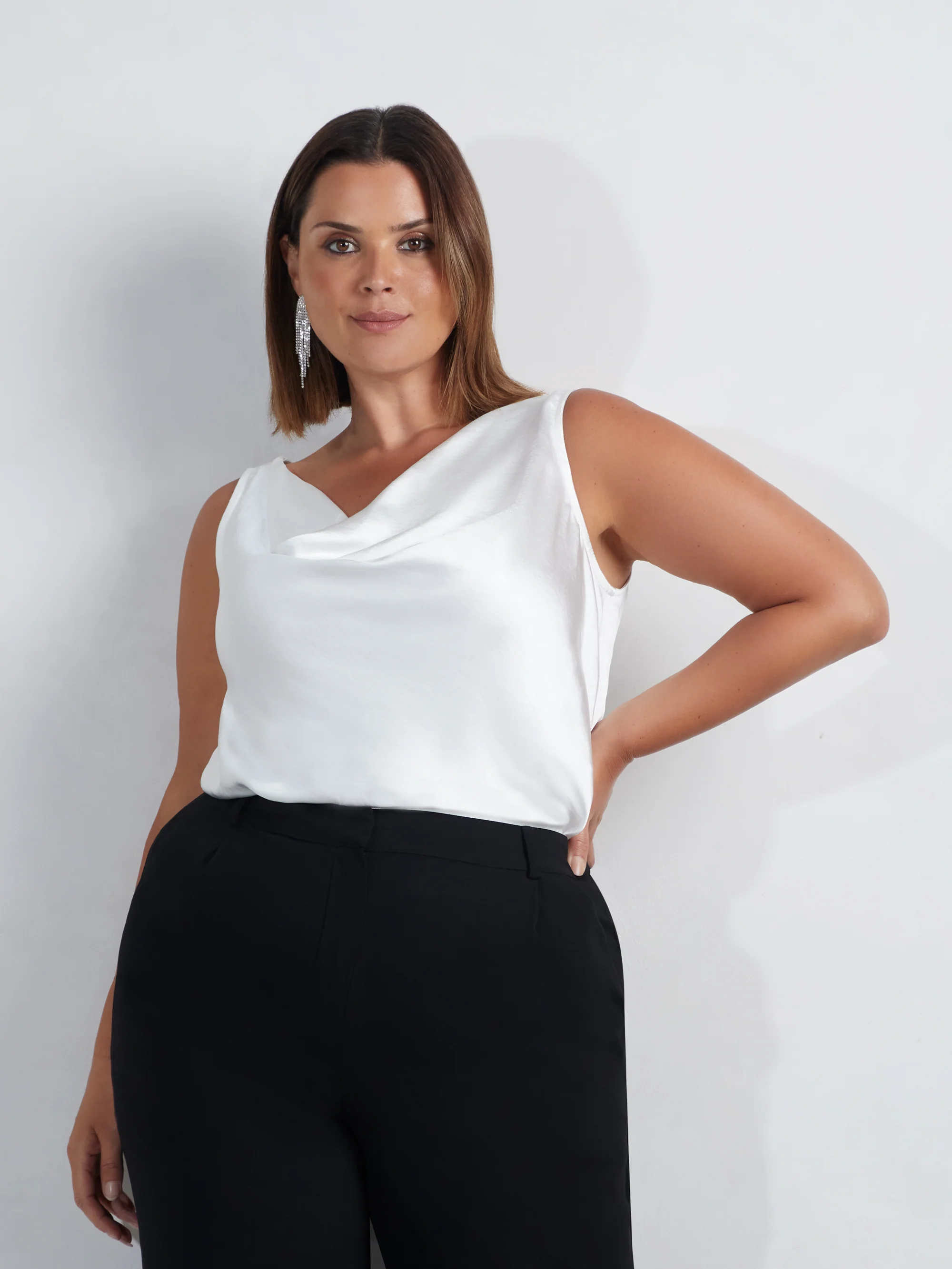 Ivory Satin Cowl Neck Vest - Image 2