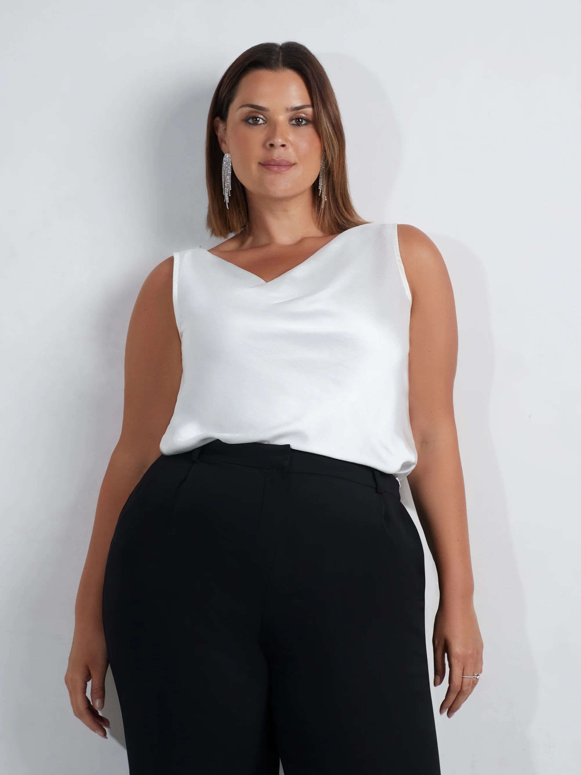 Ivory Satin Cowl Neck Vest - Image 4