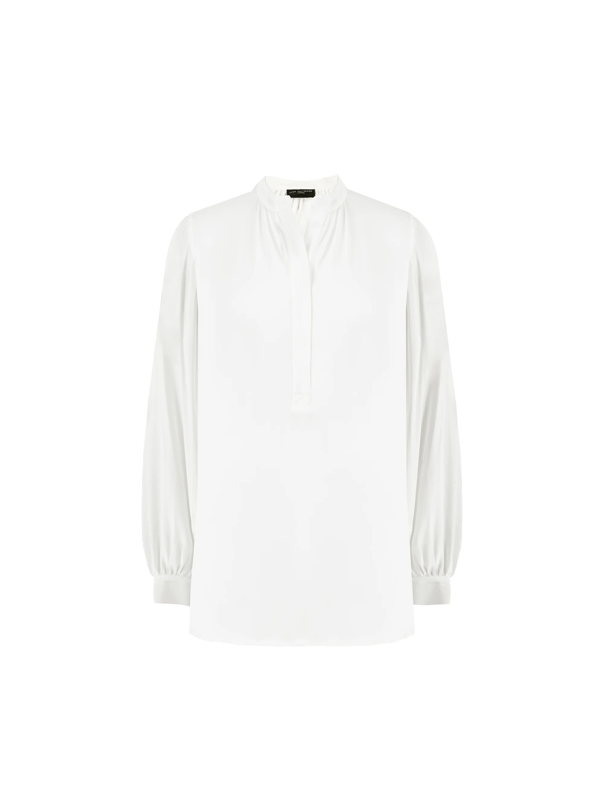 Ivory Satin Gathered Neck Blouse - Image 6