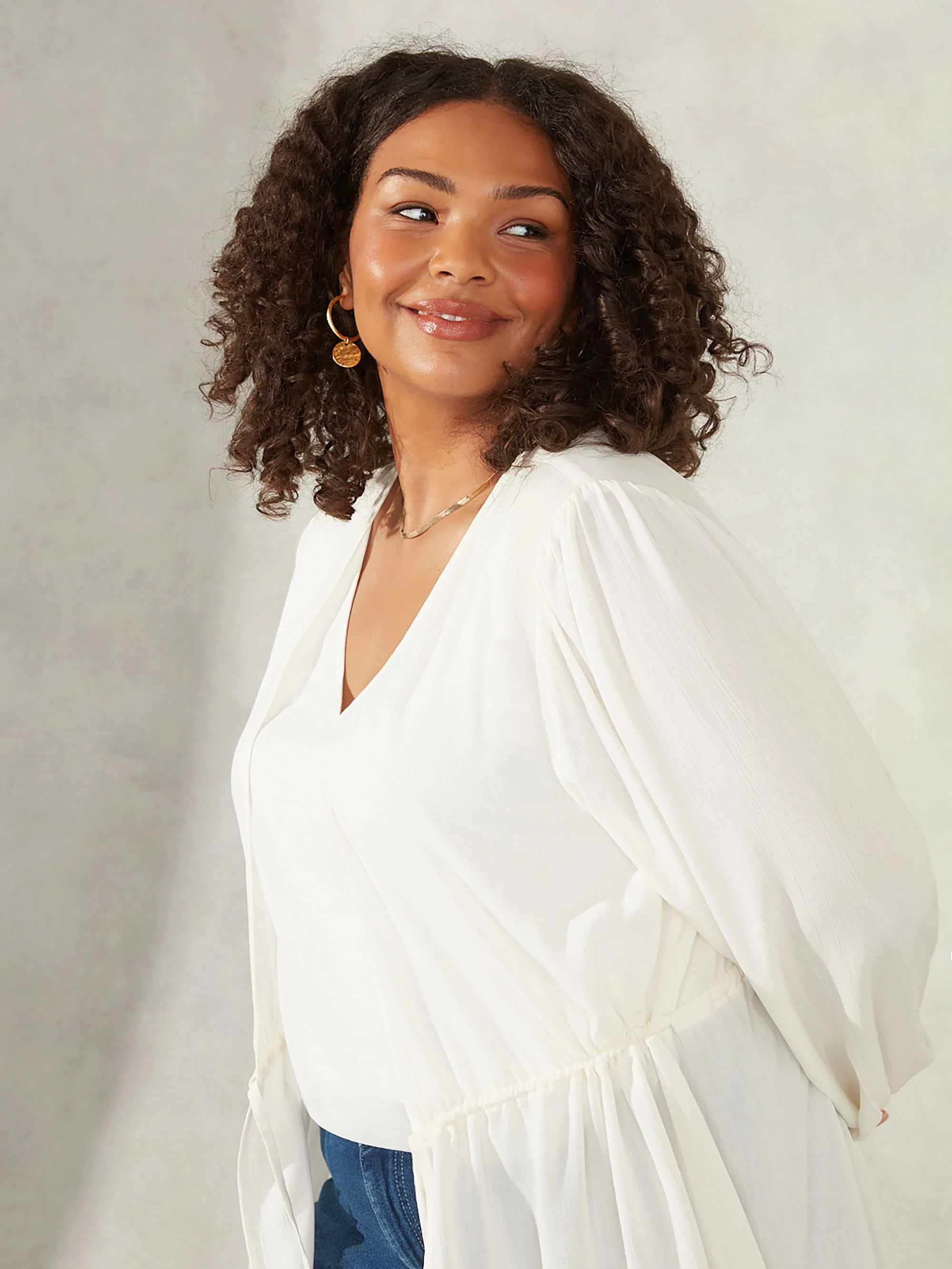 Ivory Short Drawstring Kimono - Image 2
