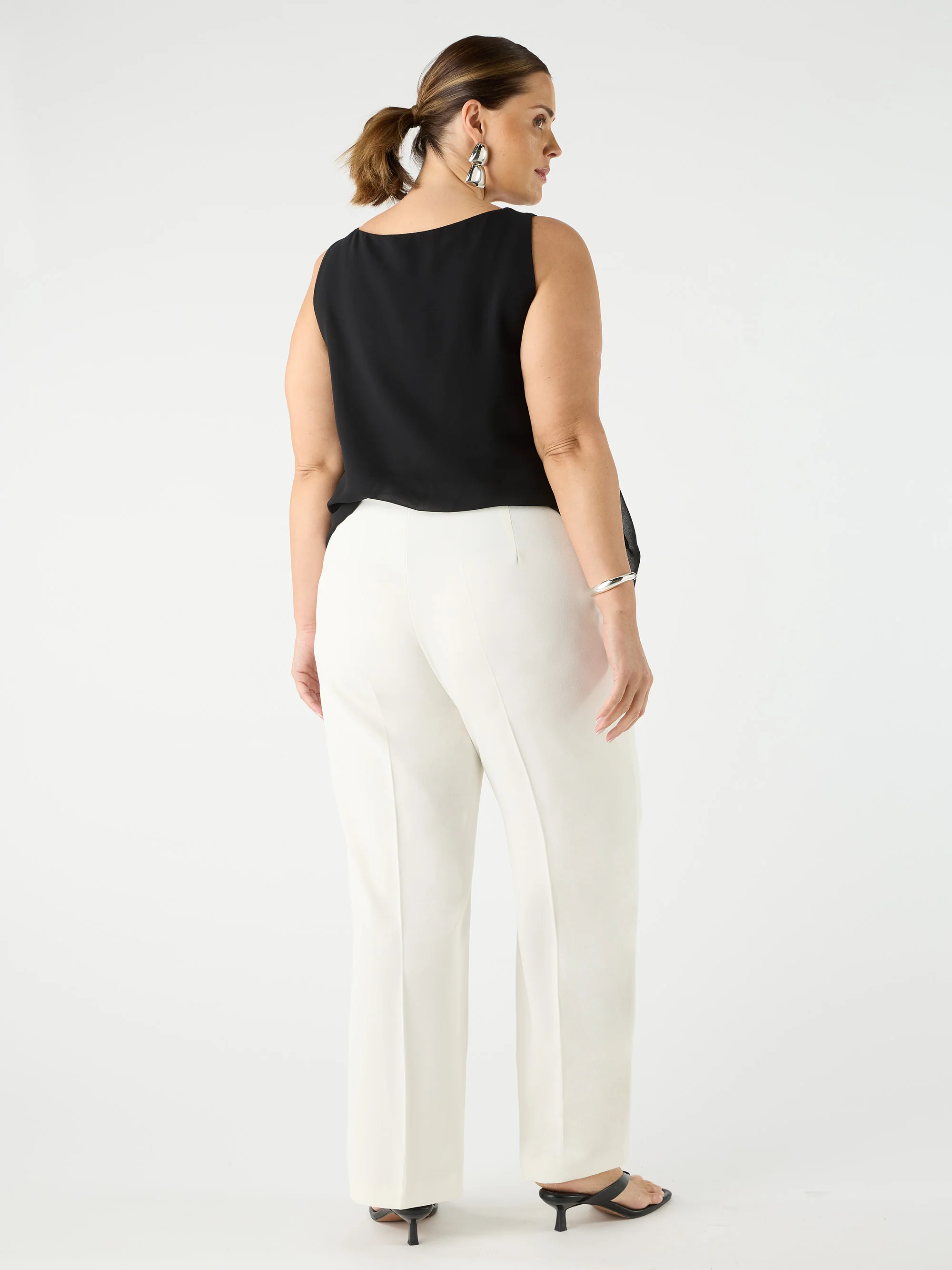Ivory Straight Crepe Trouser - Image 6