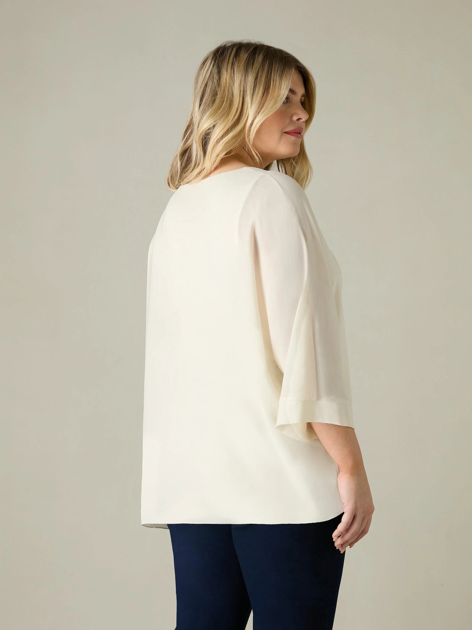 Ivory Textured Overlay Top - Image 3