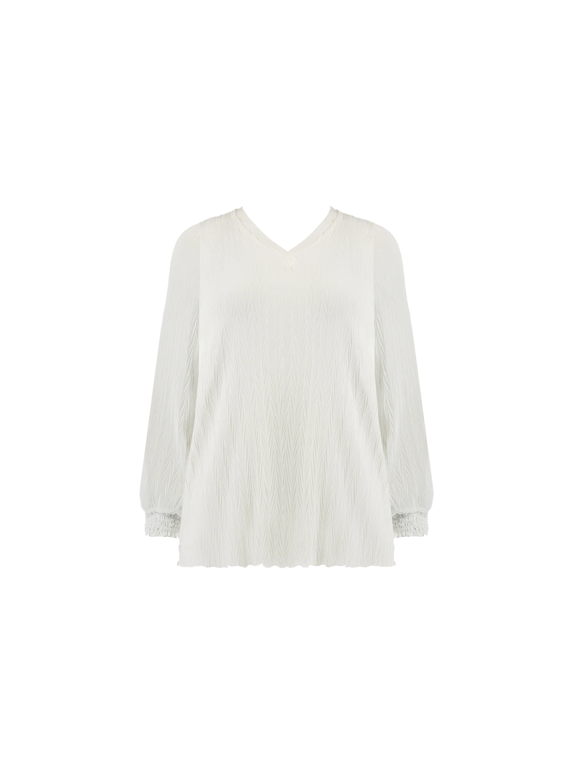 Ivory Textured Rib Trim Blouse - Image 6