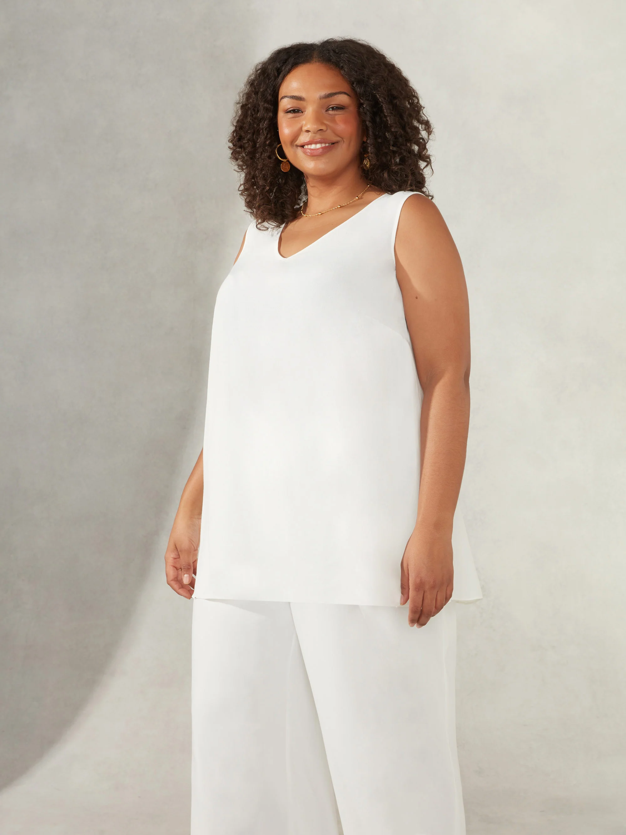 Ivory Textured Vest Top - Image 2