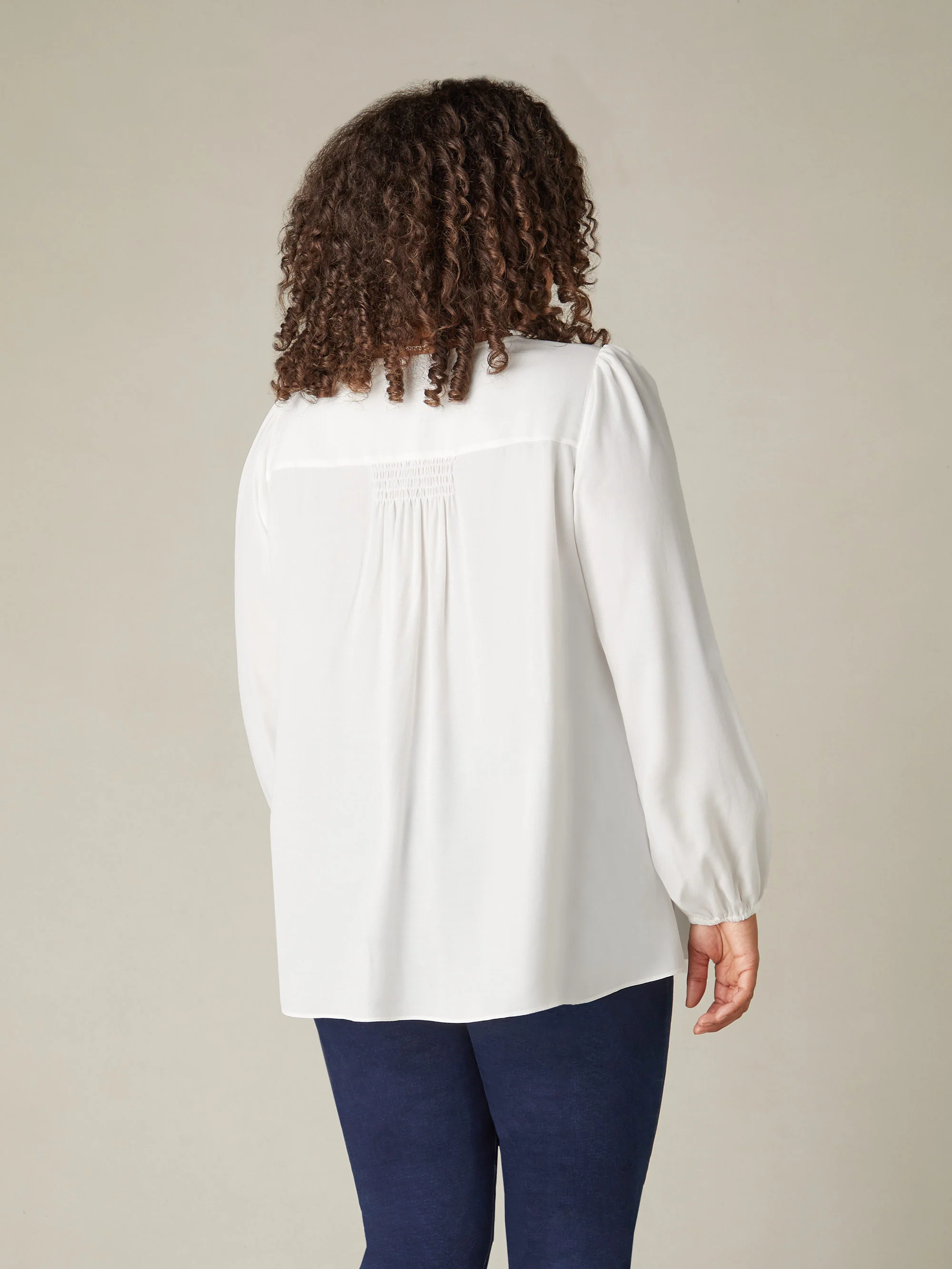 Ivory Trim Insert Boho Blouse - Image 5
