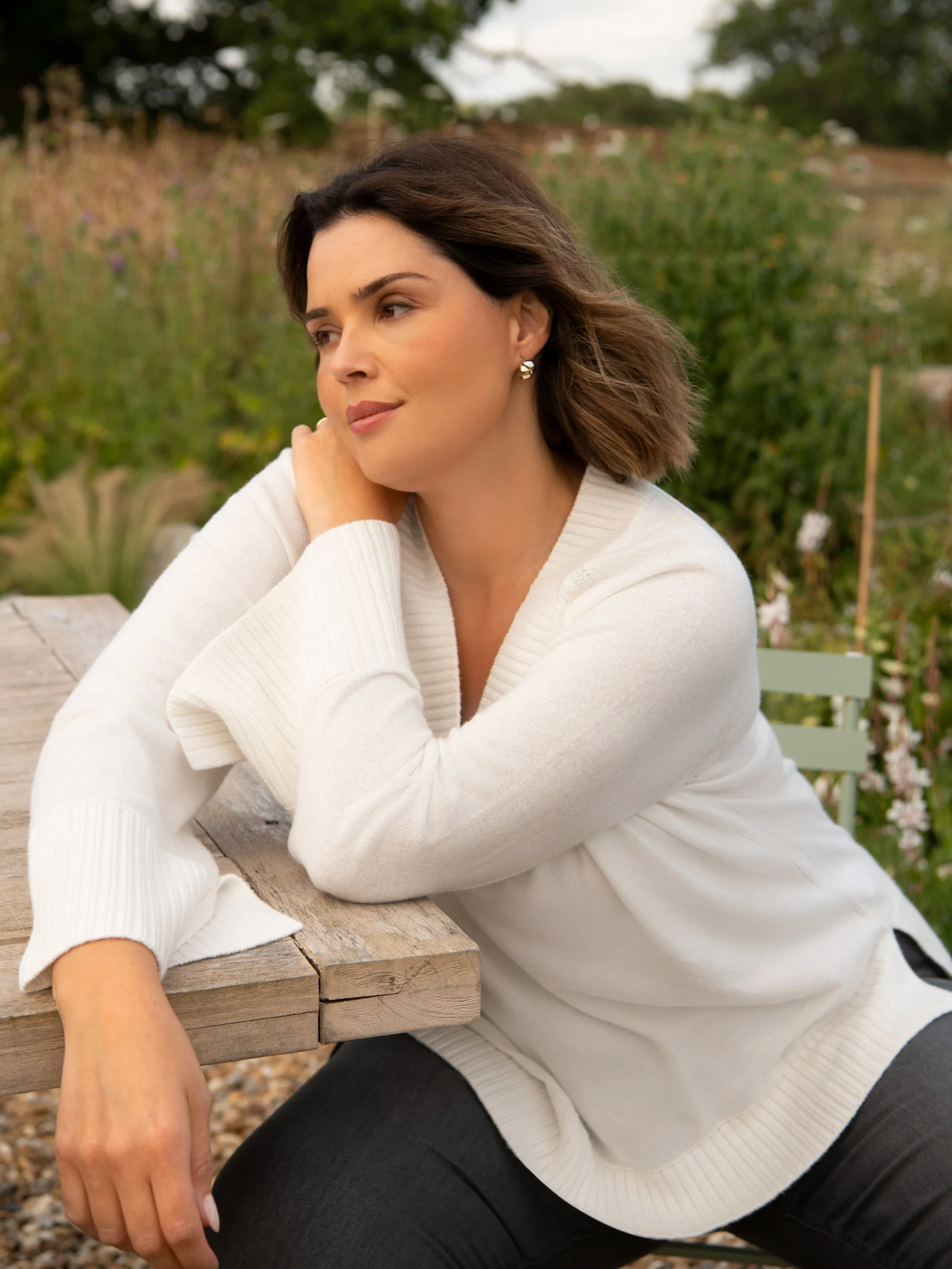 Ivory V-Neck Swing Jumper - Image 5