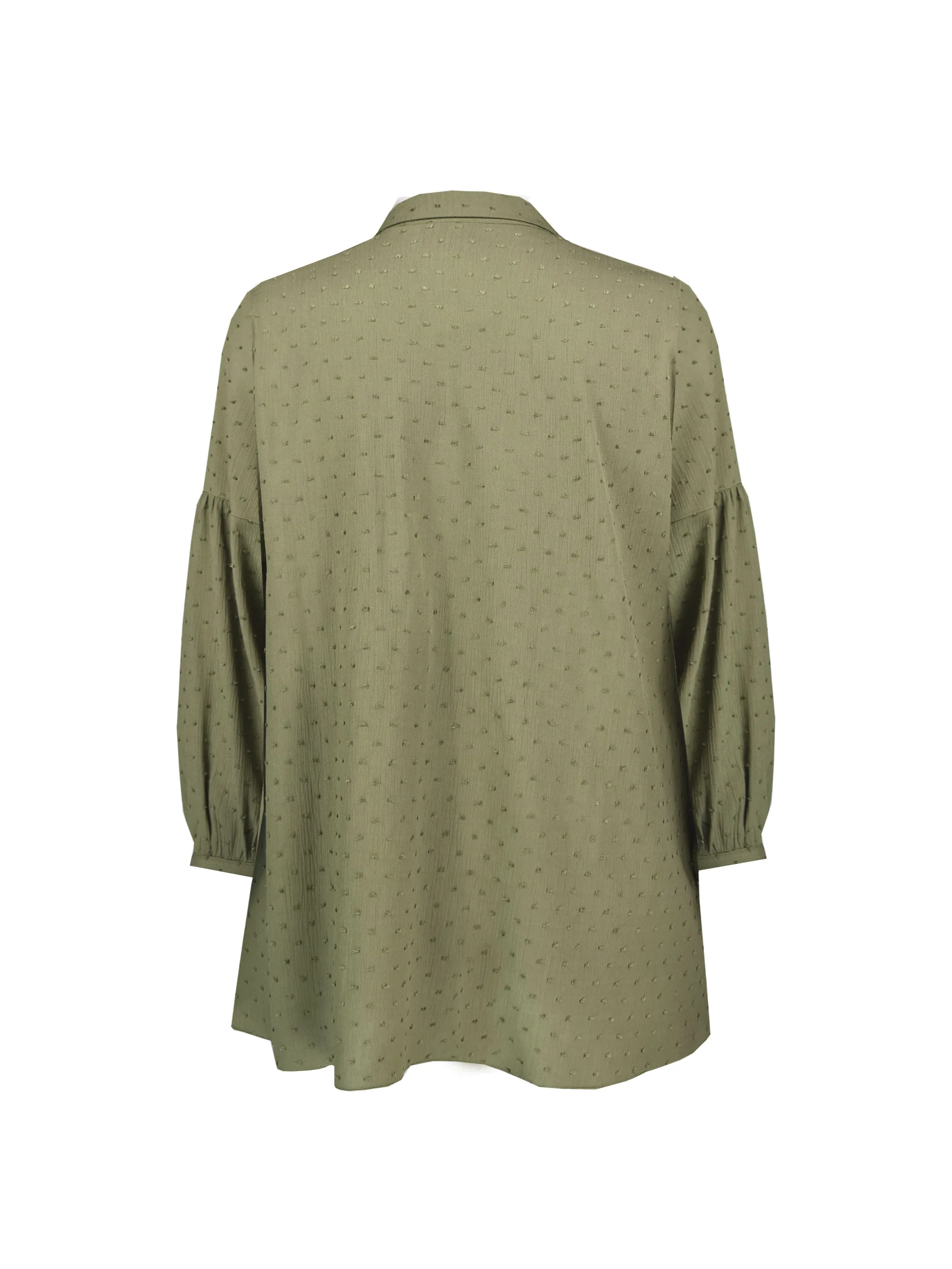 Khaki Textured Spot Smock Shirt - Image 5