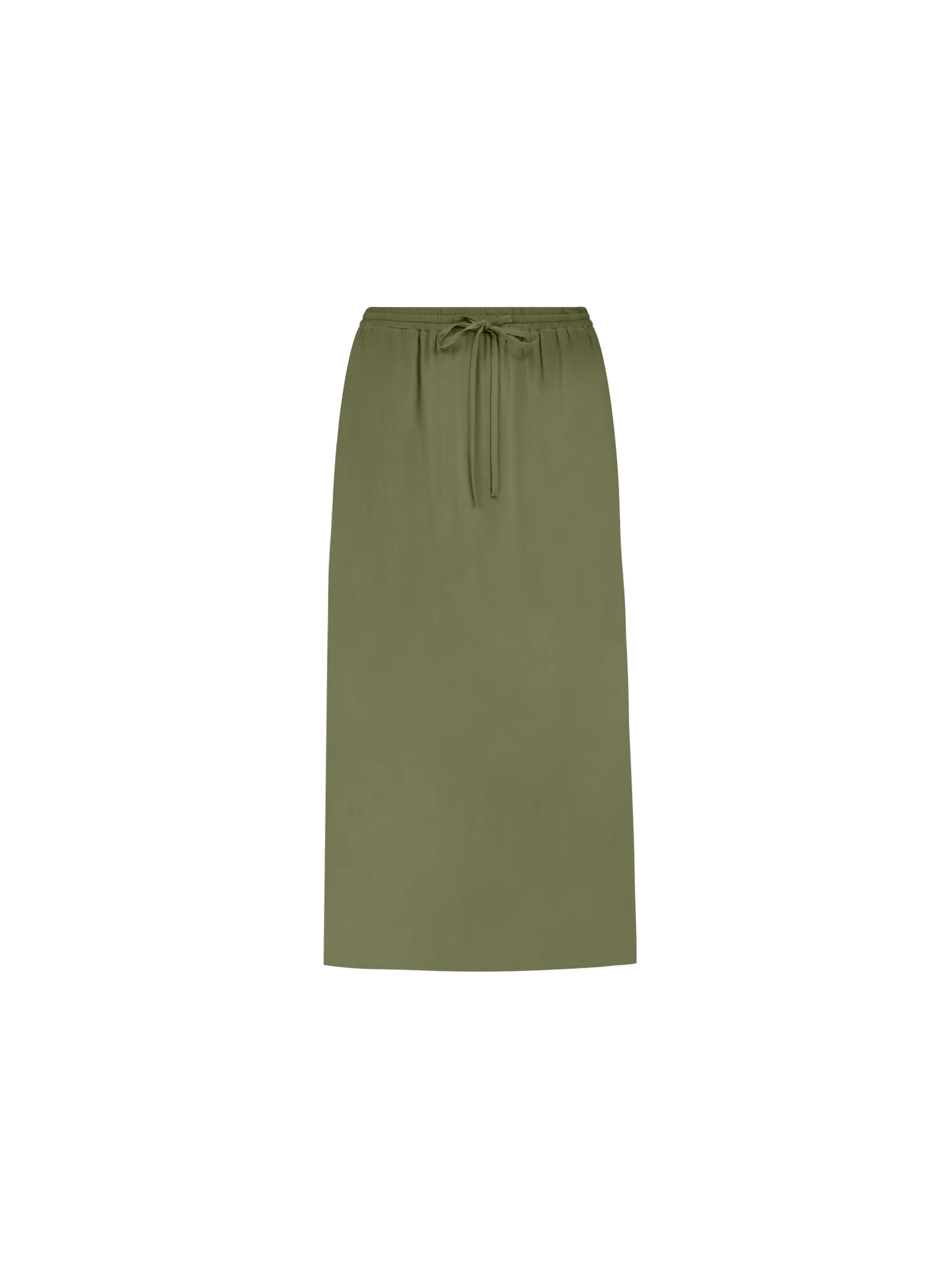Khaki Drawstring Waist Side Split Maxi Skirt - Image 6
