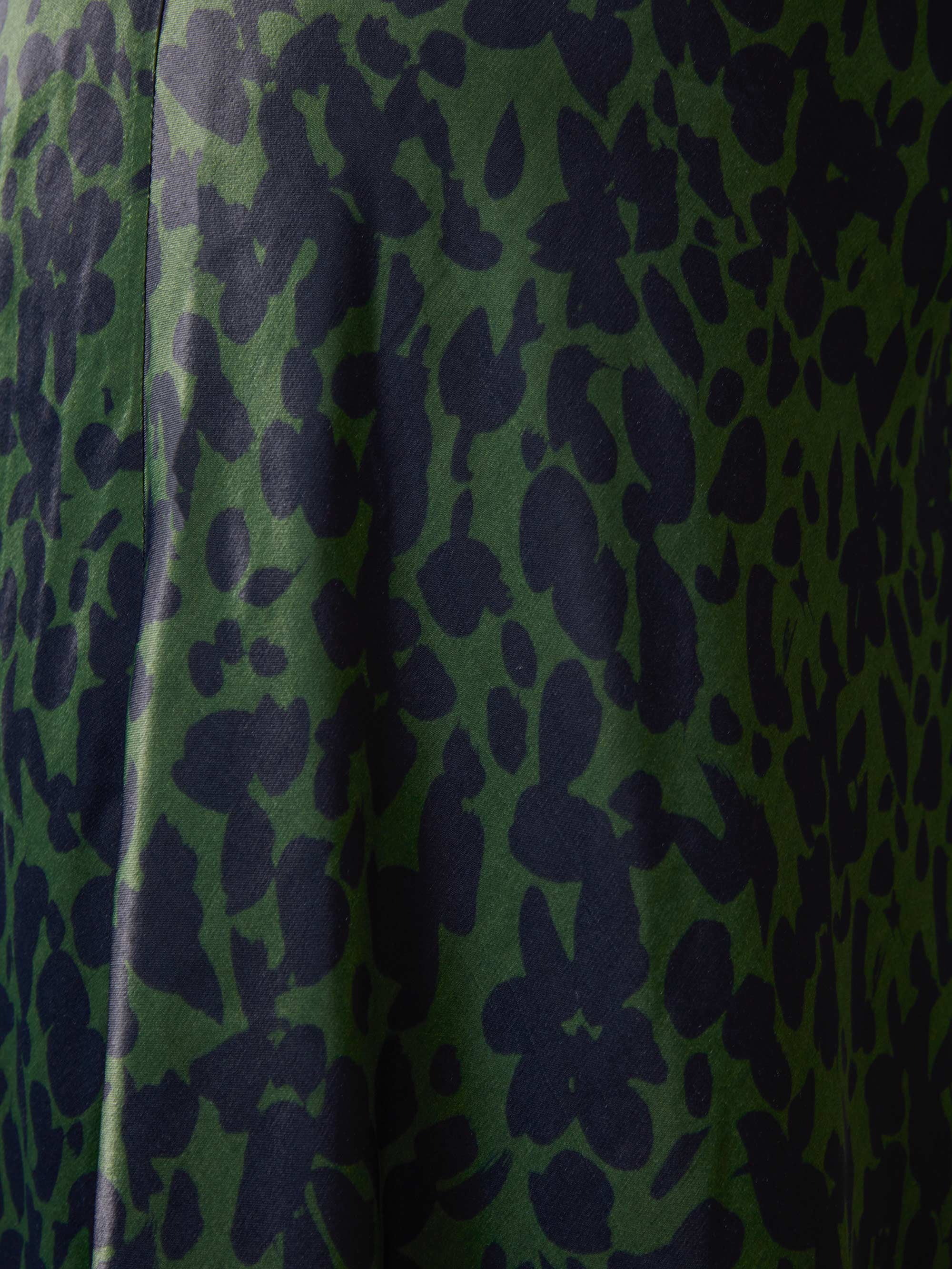 Khaki Floral Print Bias Cut Skirt - Image 4