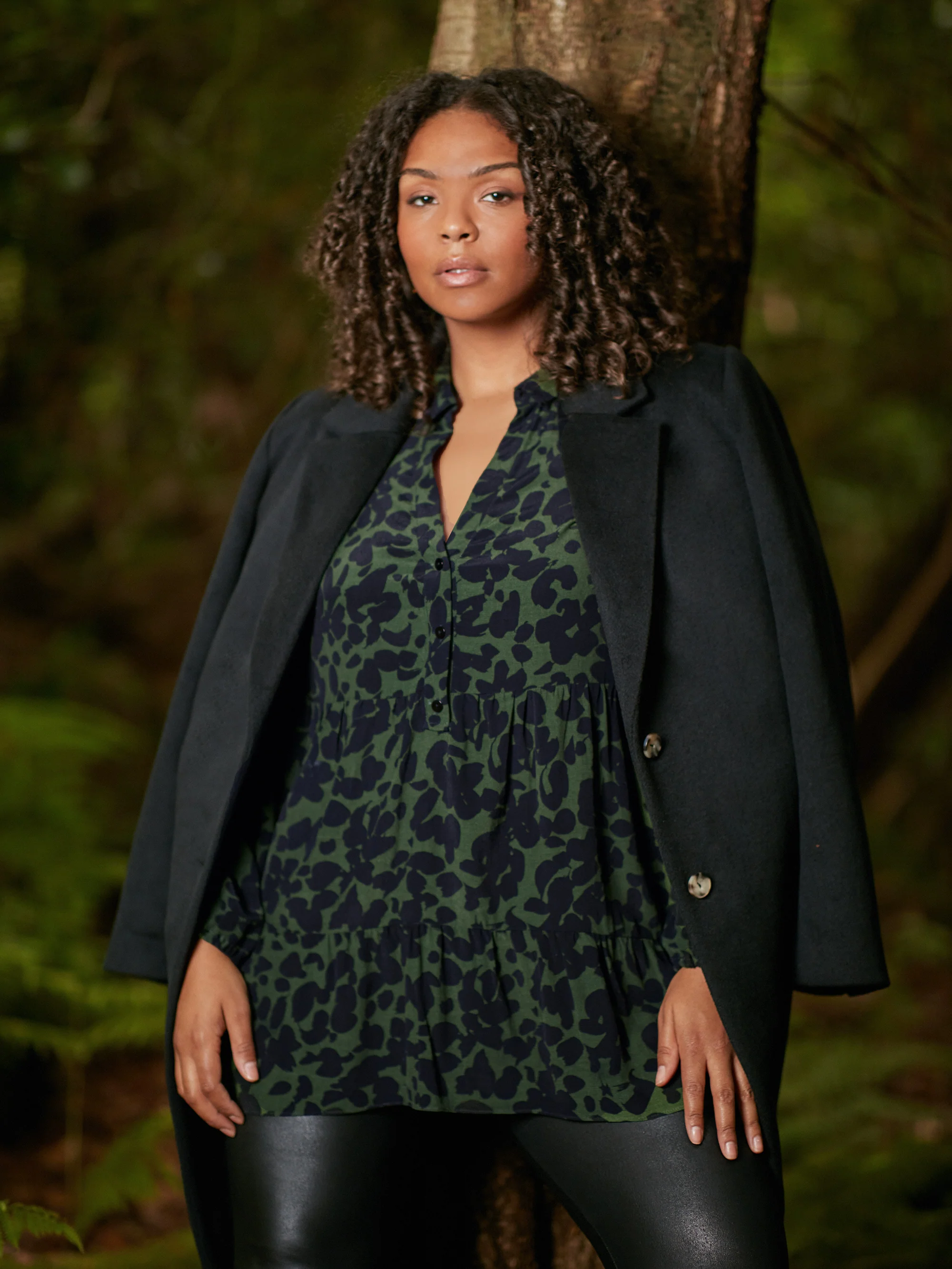 Khaki Floral Print Tiered Tunic - Image 2