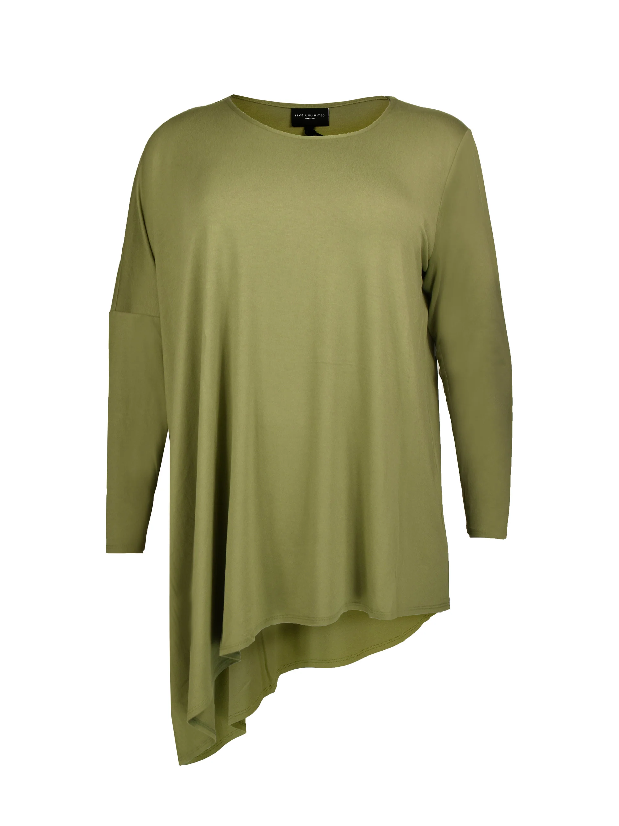 Khaki Assymetric Oversized Jersey Top - Image 3