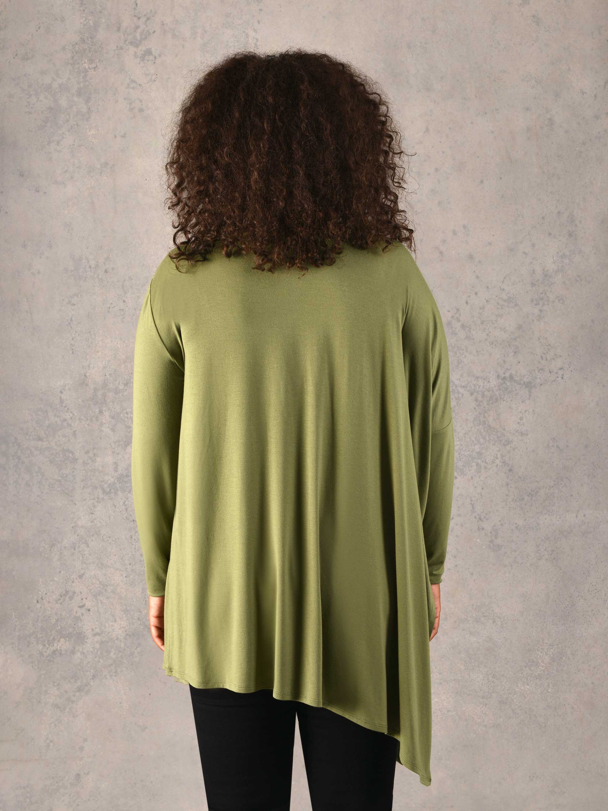 Khaki Assymetric Oversized Jersey Top - Image 4