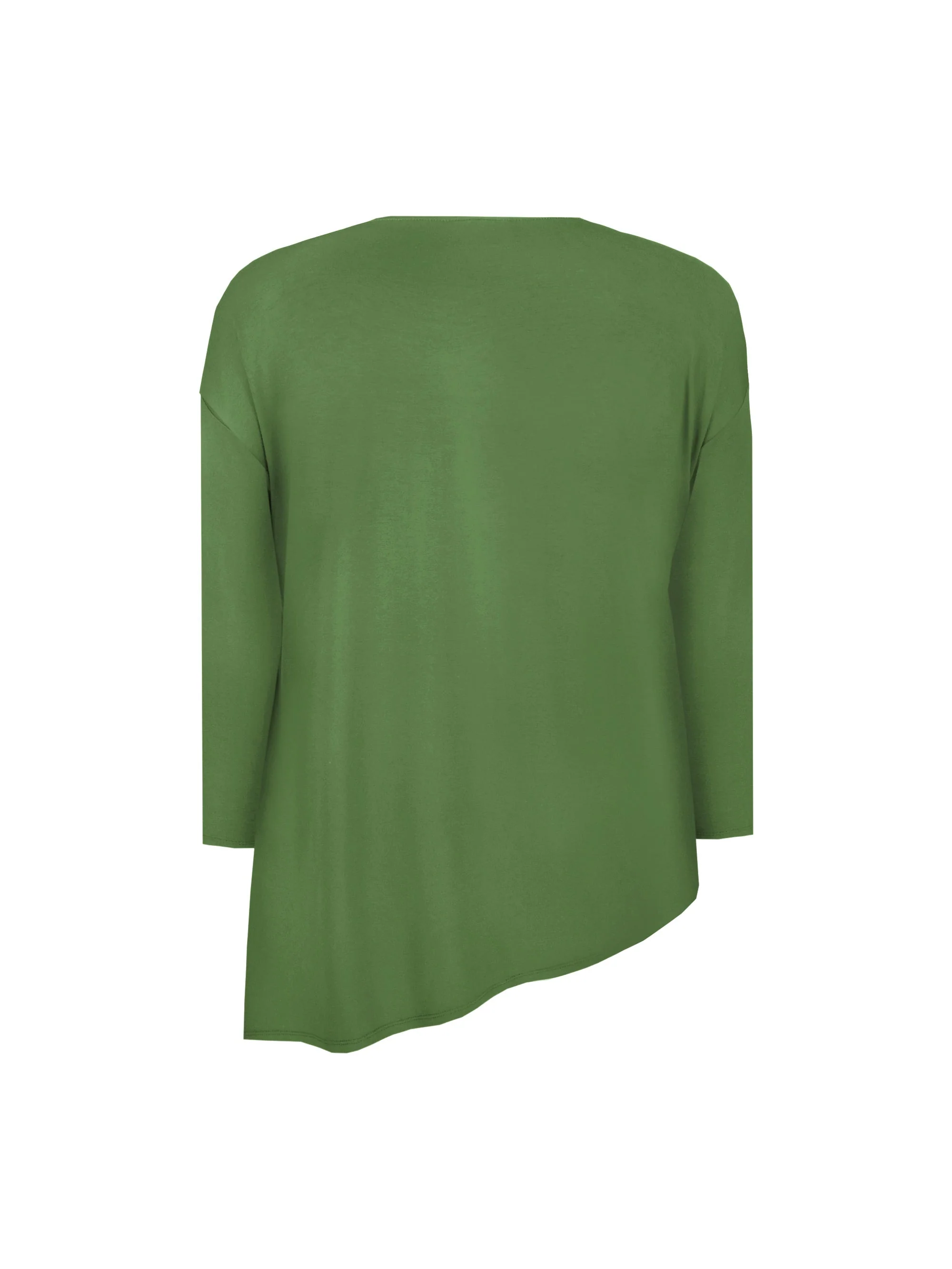 Khaki Jersey Asymmetric Long Sleeve Top - Image 4