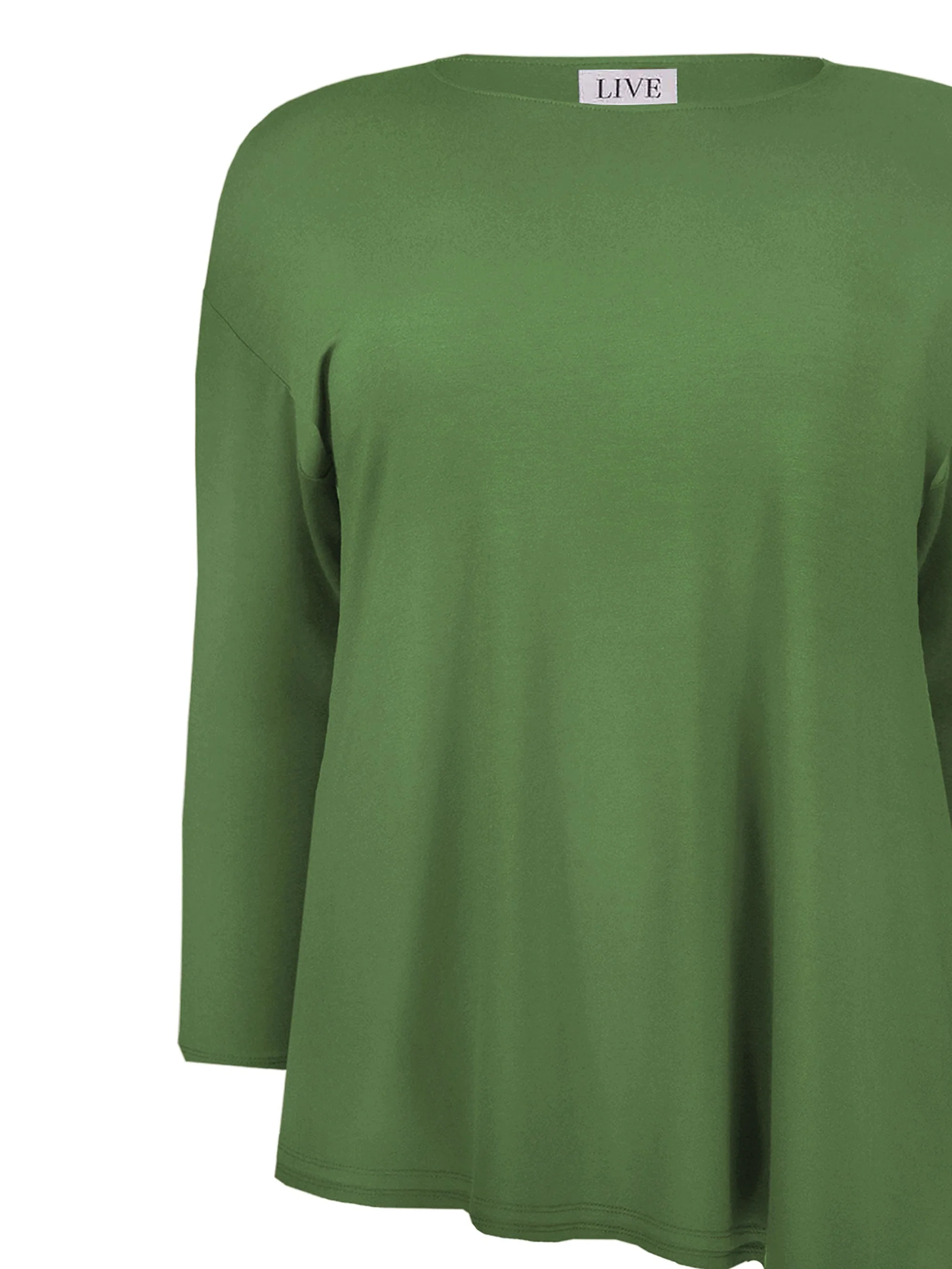 Khaki Jersey Asymmetric Long Sleeve Top - Image 5