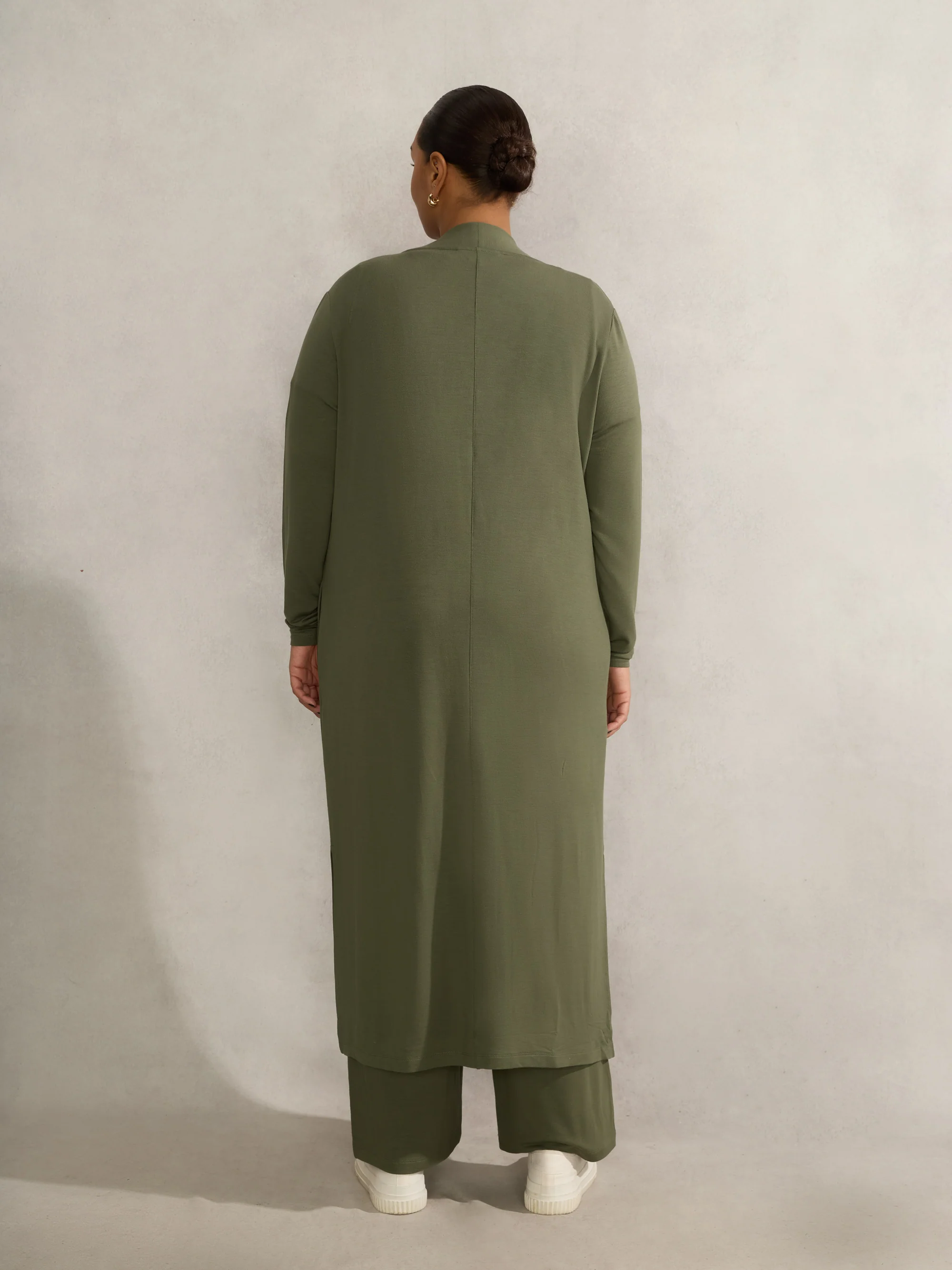 Khaki Lightweight Supersoft Maxi Cardigan - Image 5