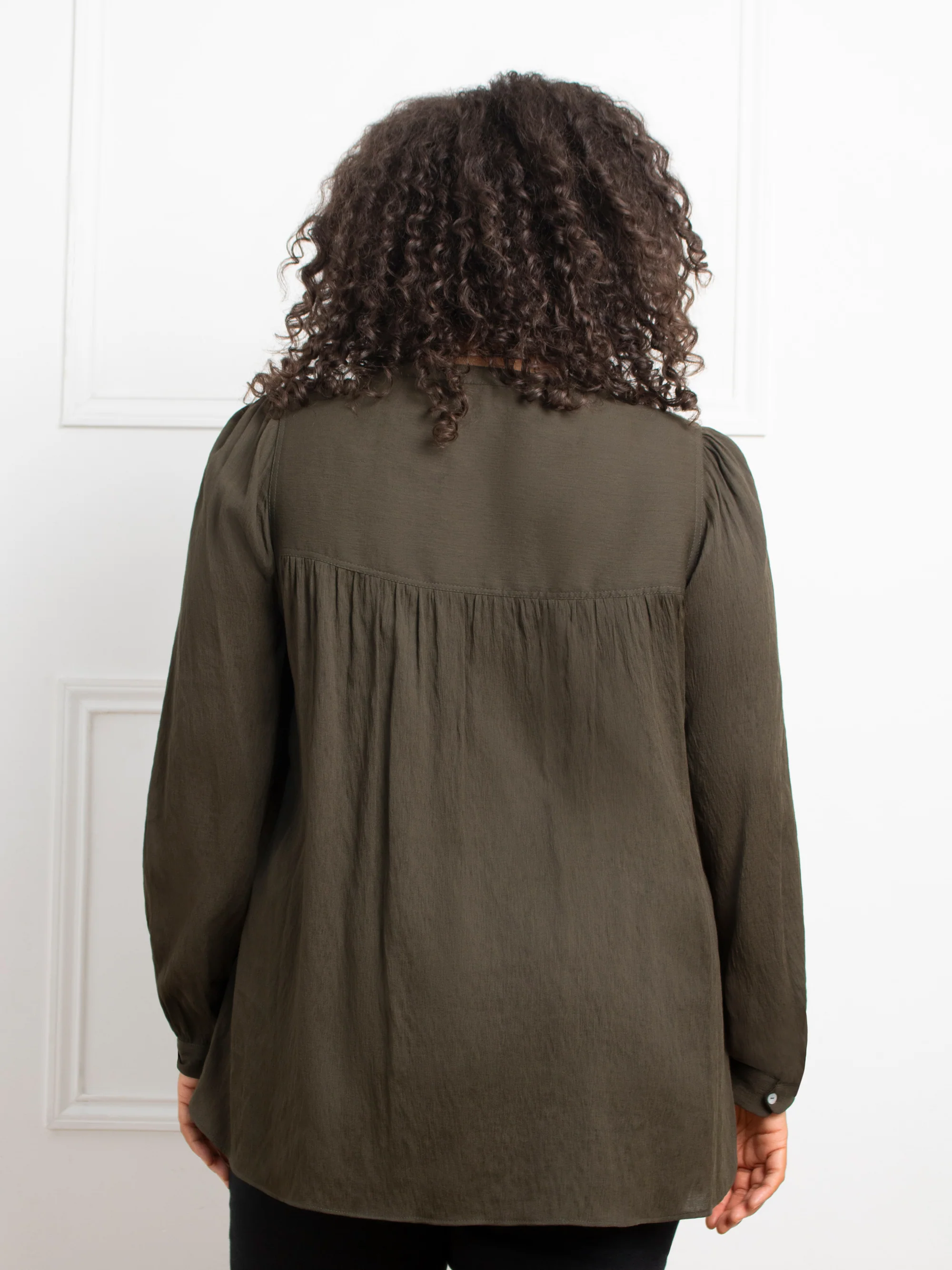 Khaki Nehru Collar Blouse - Image 4