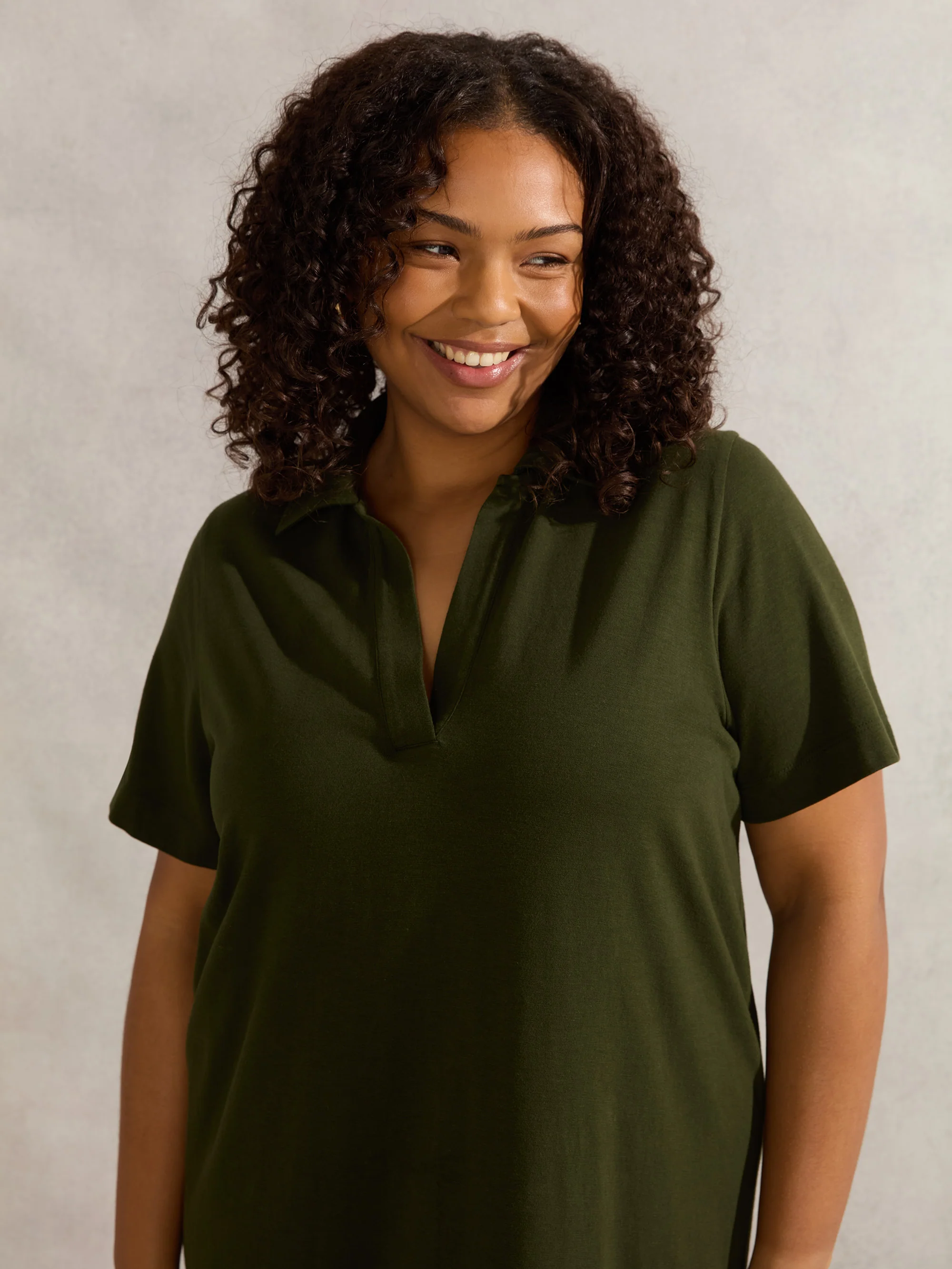 Khaki Polo Neck Dress - Image 4