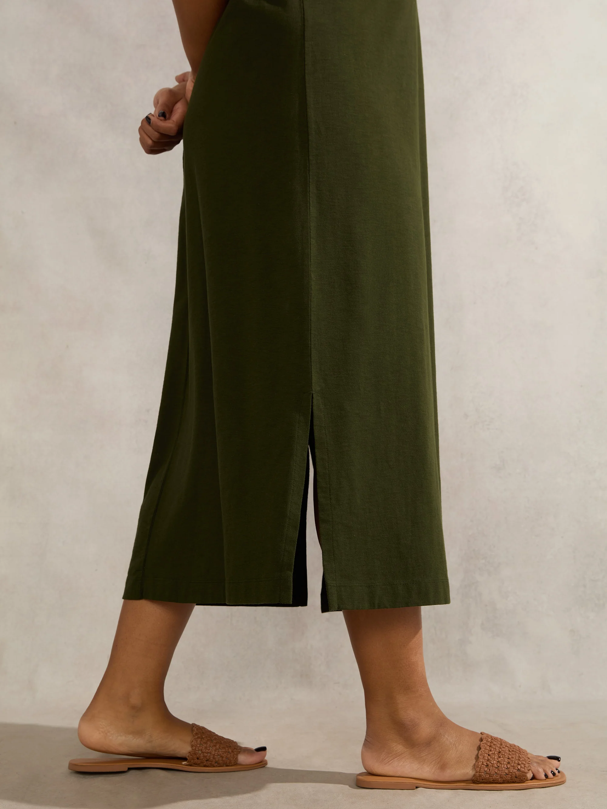 Khaki Polo Neck Dress - Image 5