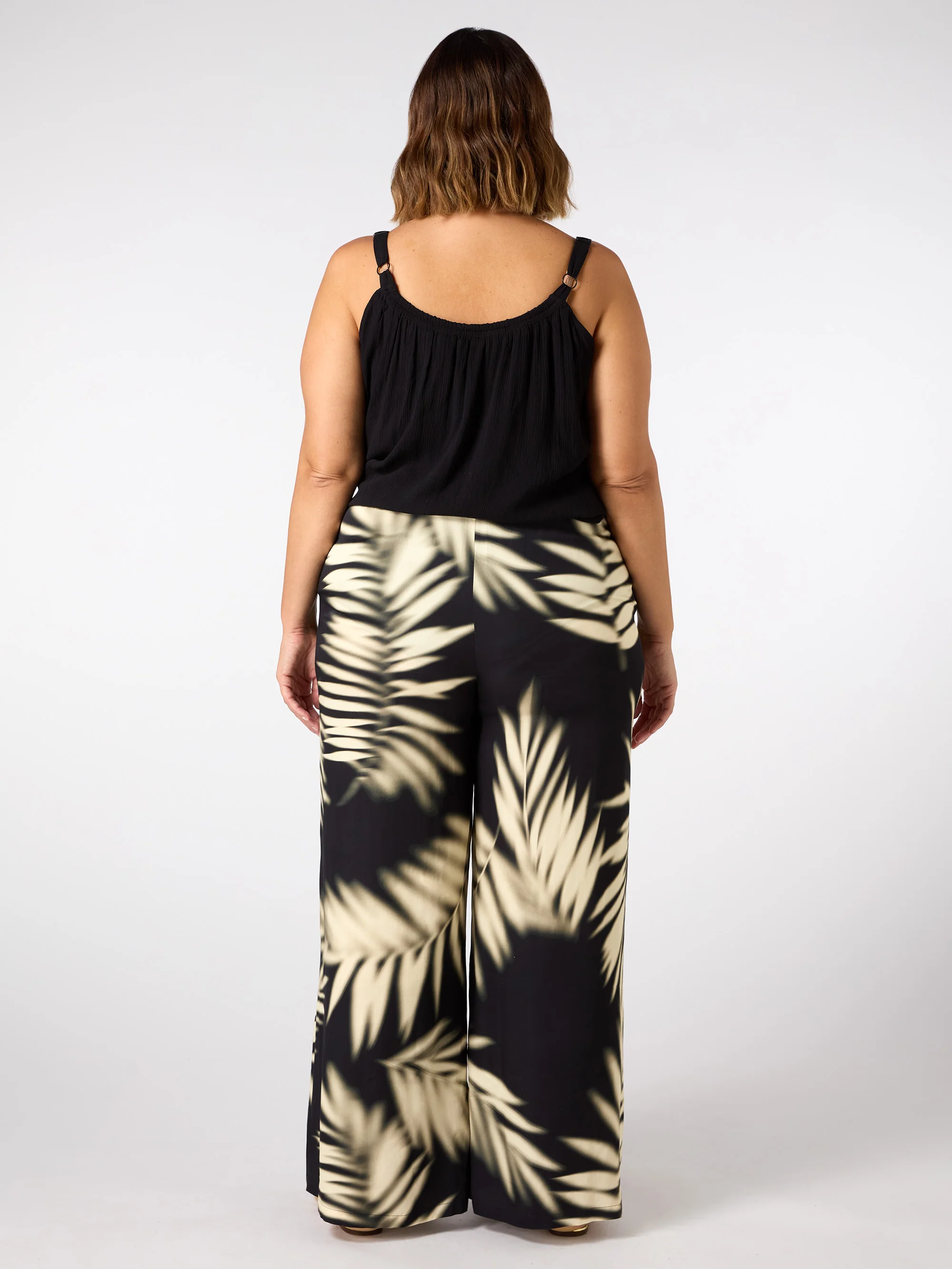 Leaf Print Wide Leg Pull On Trouser - Image 5