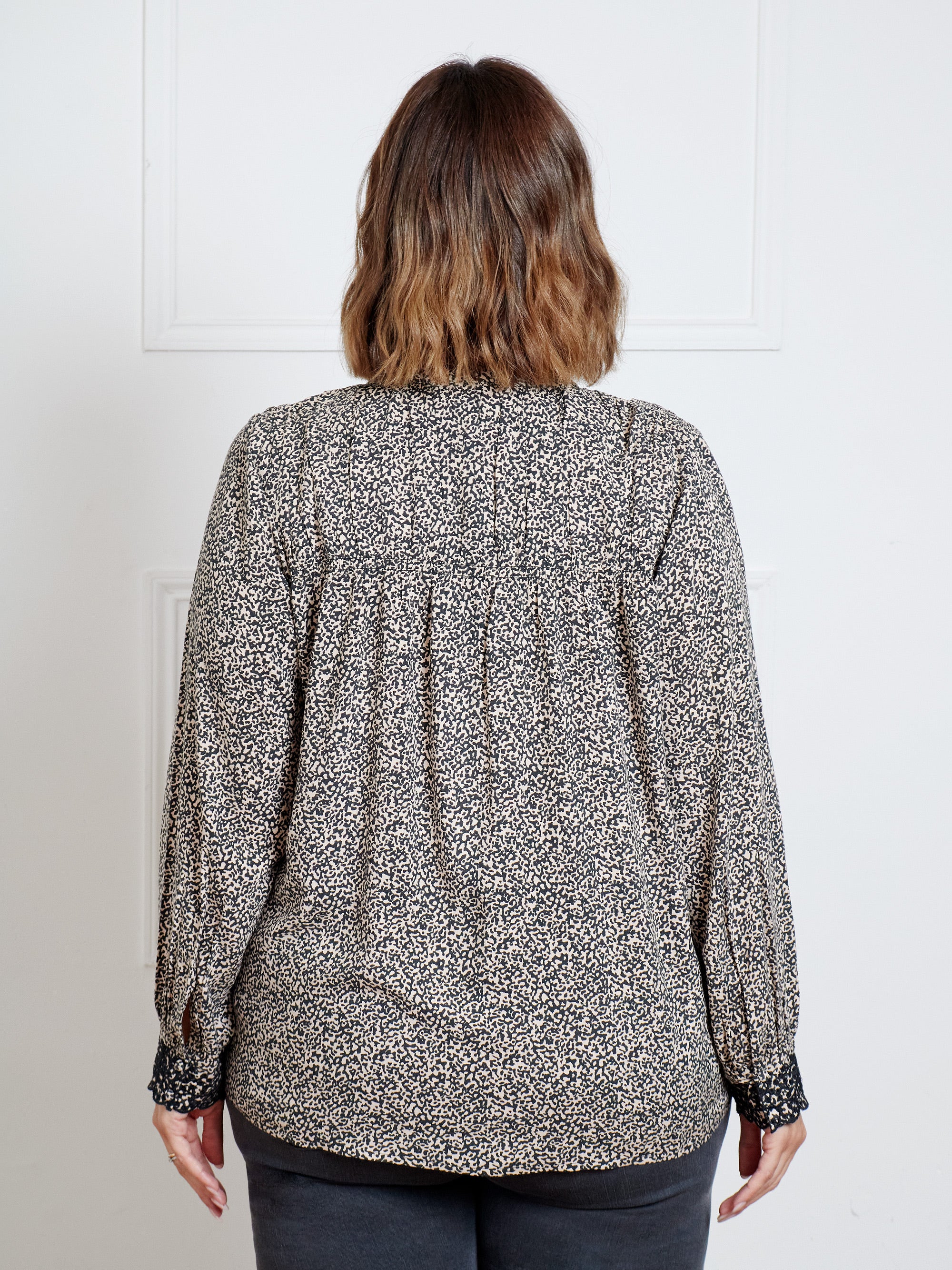 Leopard Broderie Trim Blouse - Image 5