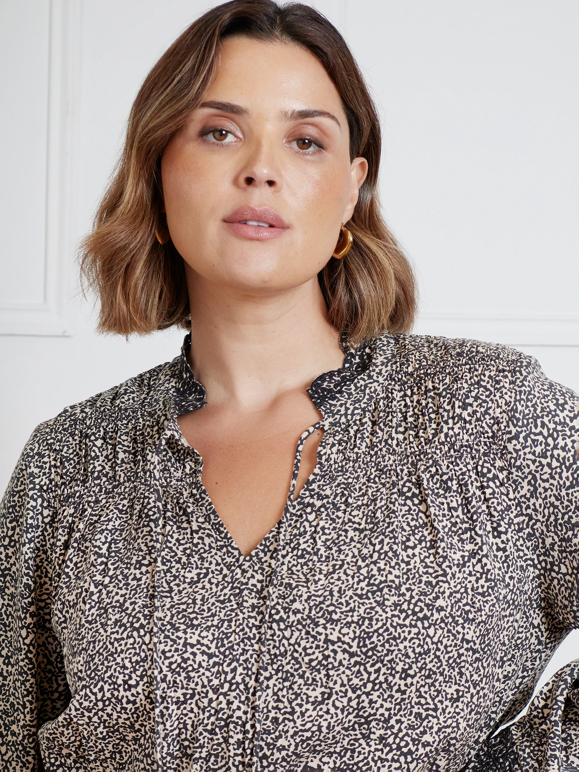 Leopard Broderie Trim Smock Midaxi Dress - Image 2