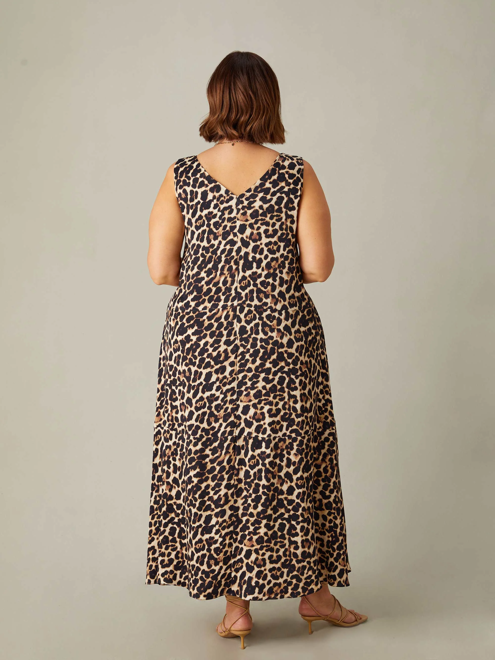 Leopard Print V-Neck Maxi Swing Dress - Image 3