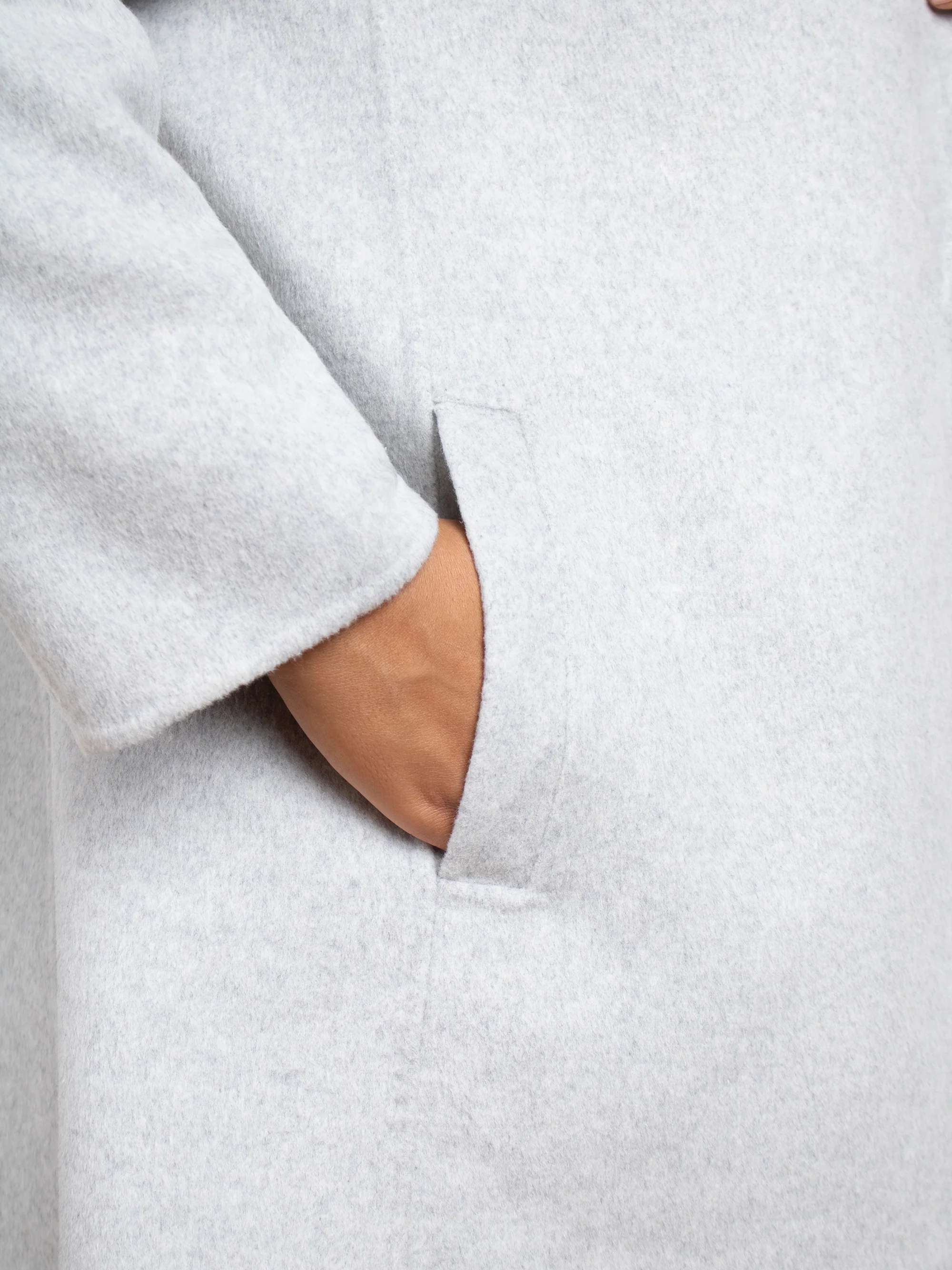 Light Grey Wool Blend Double Faced Short Coat - Image 6