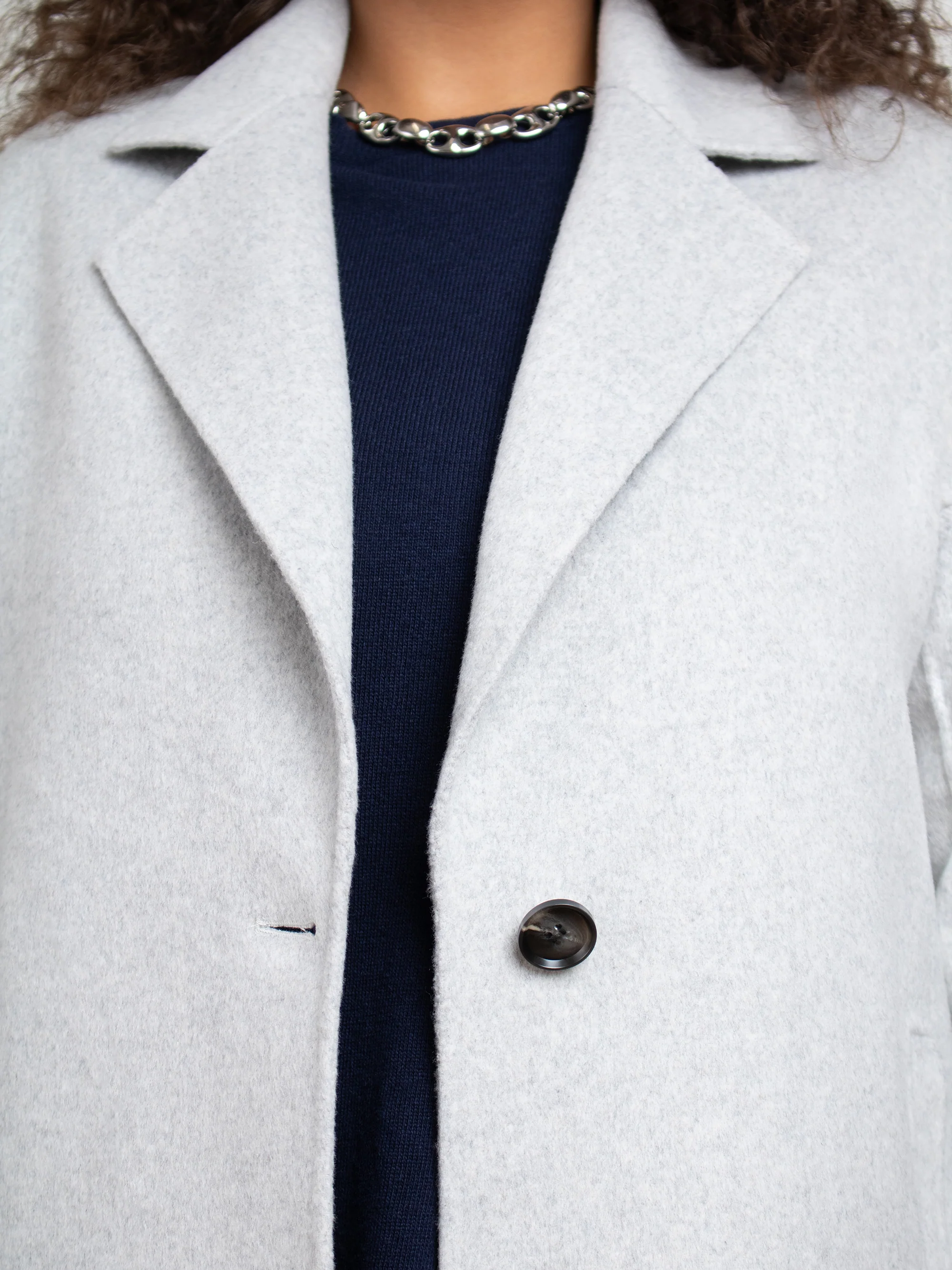 Light Grey Wool Blend Double Faced Short Coat - Image 7