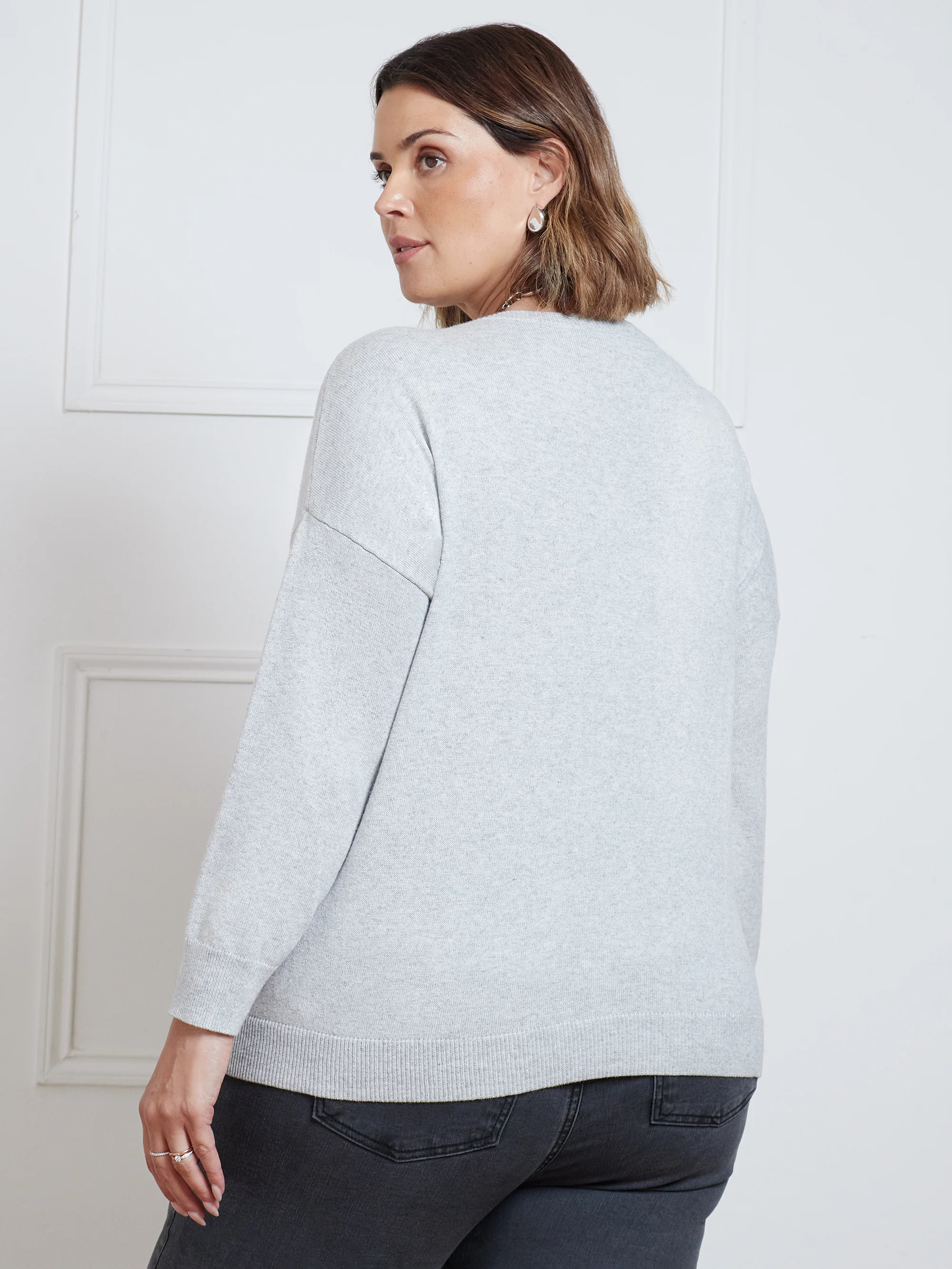 Light Grey Wrap Detail Jumper - Image 4