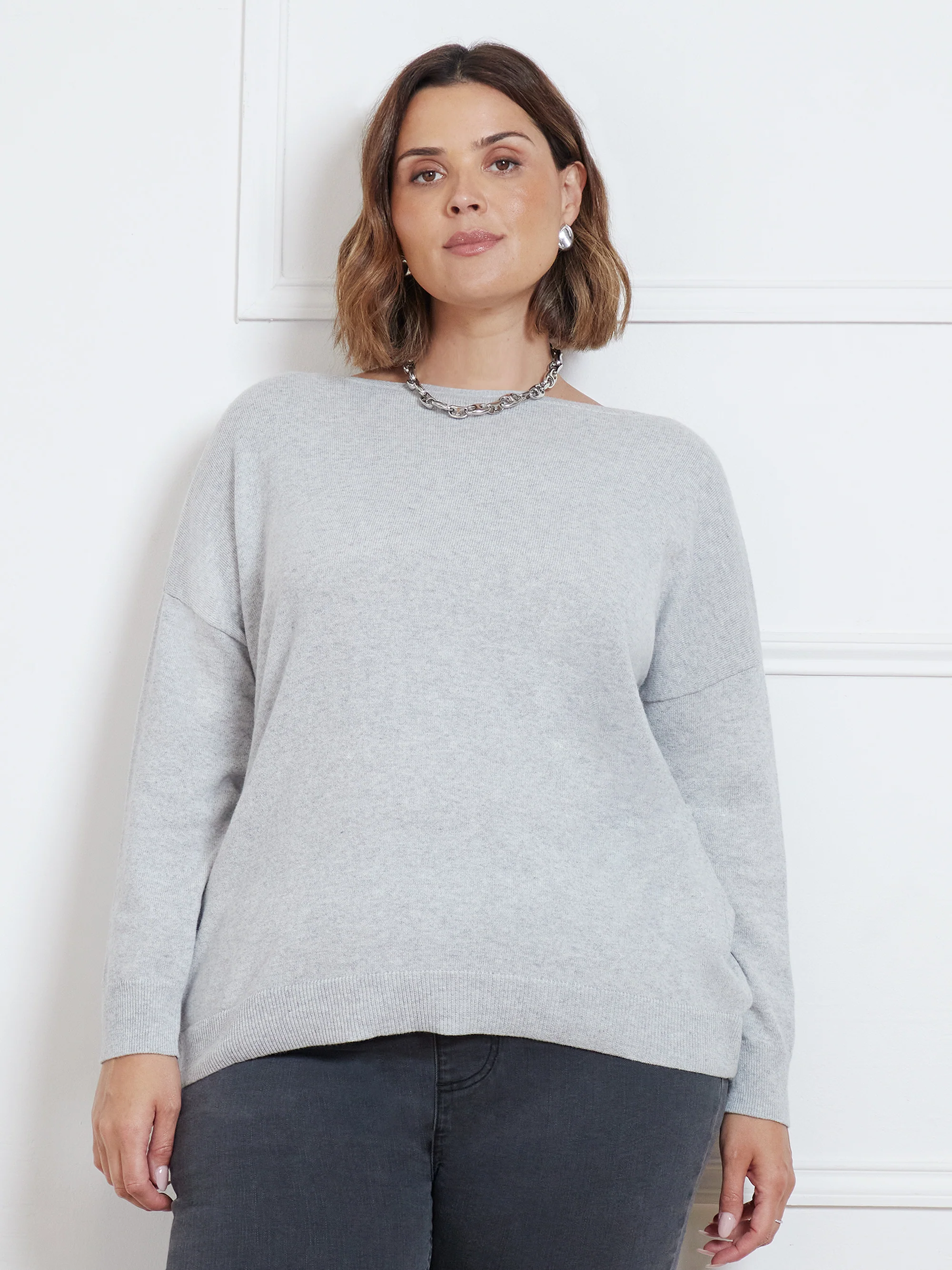 Light Grey Wrap Detail Jumper - Image 5
