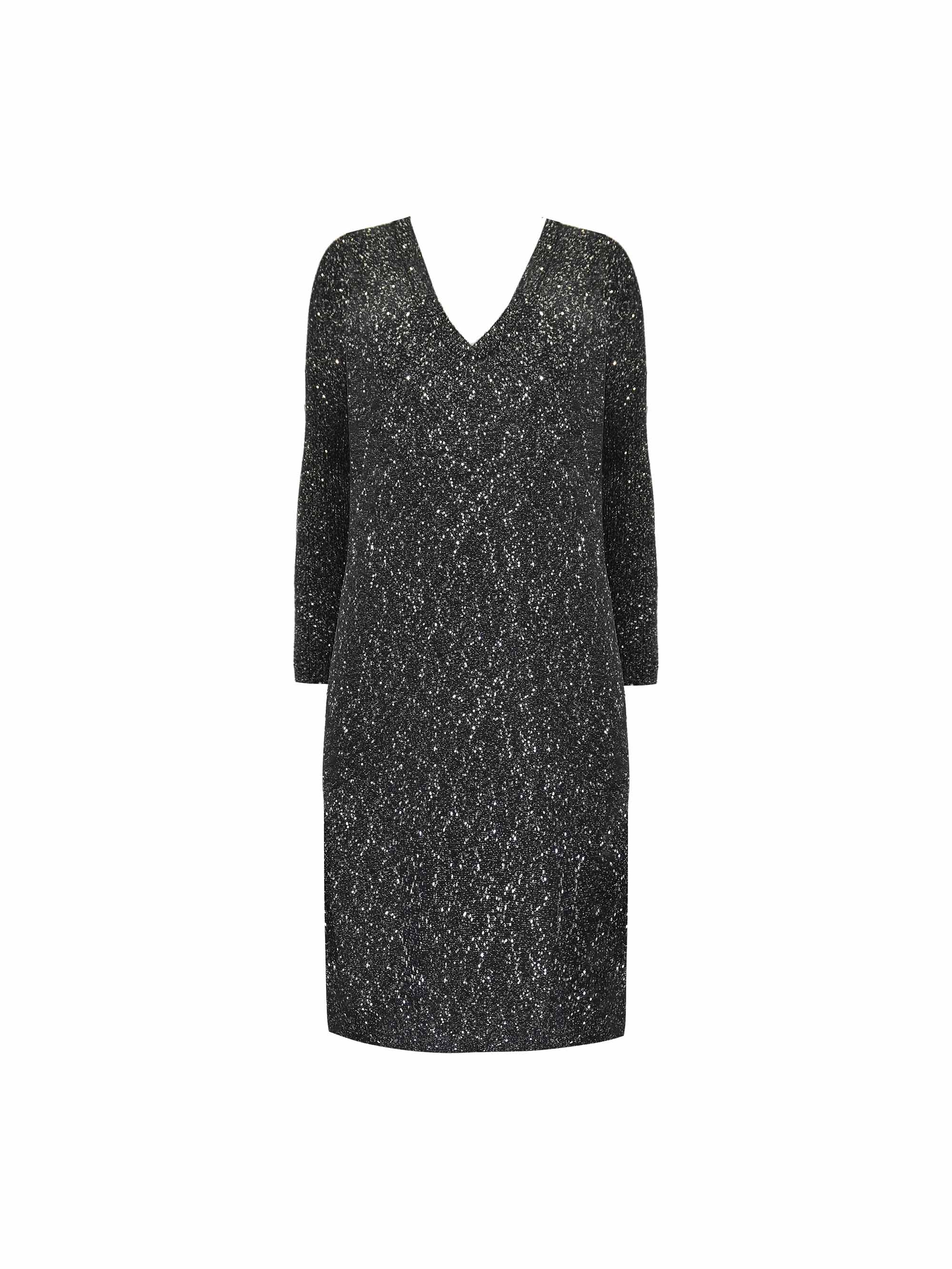 Black Knitted Metallic and Sequin Dress - Image 8