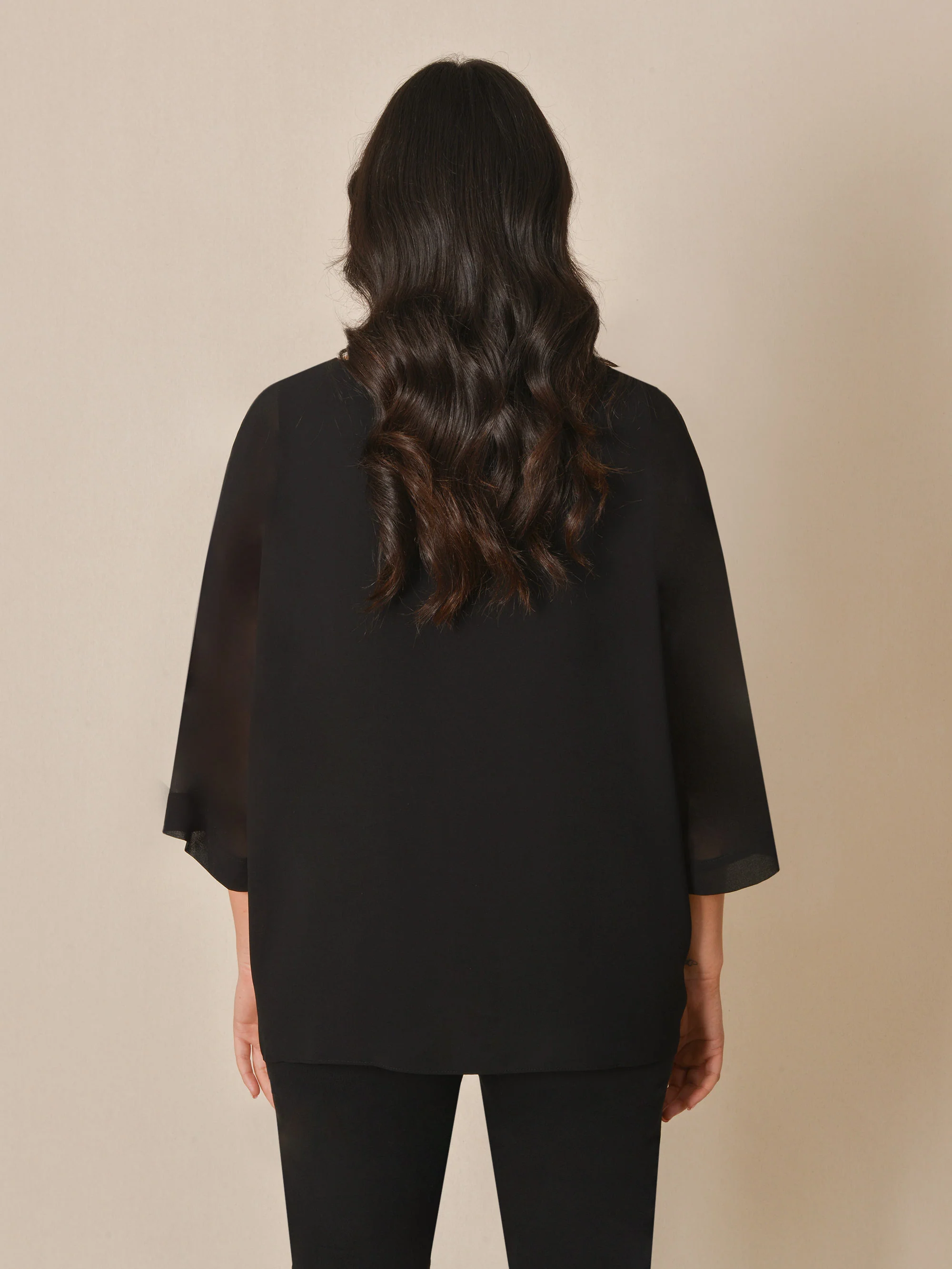 Black Chiffon Overlay Top - Image 2