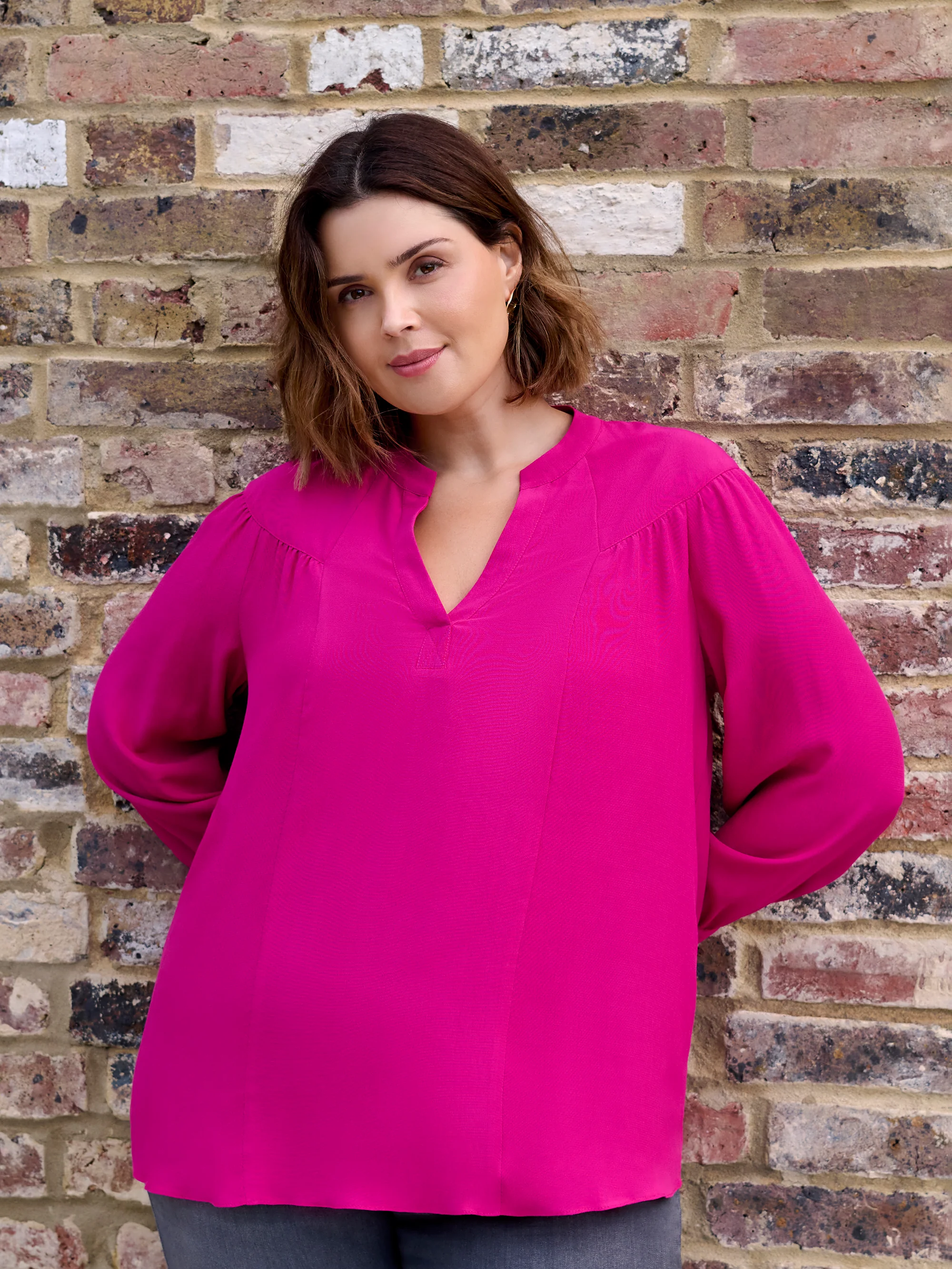 Magenta Seam Detail Blouse - Image 2