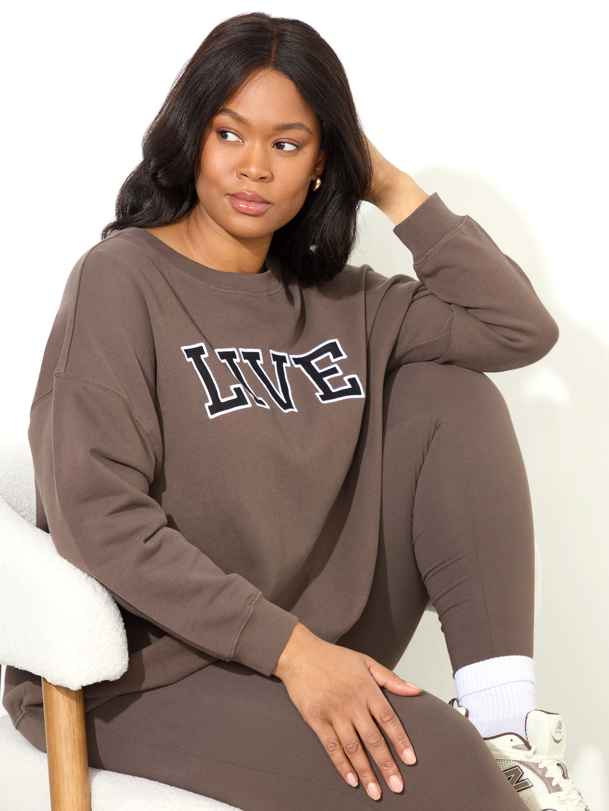 Mocha Oversized Live Sweatshirt - Image 3