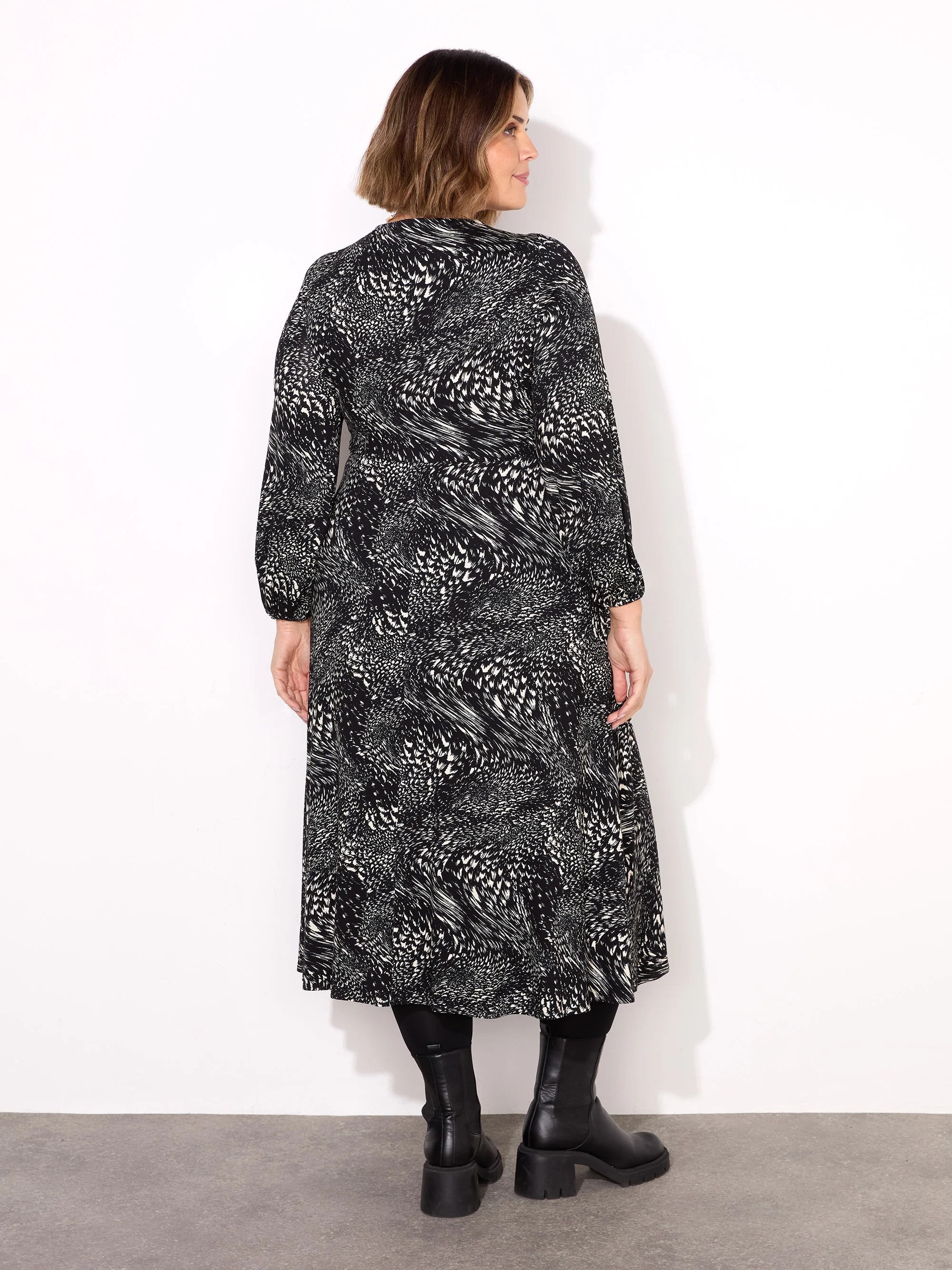 Mono Abstract Pleated Wrap Dress - Image 3