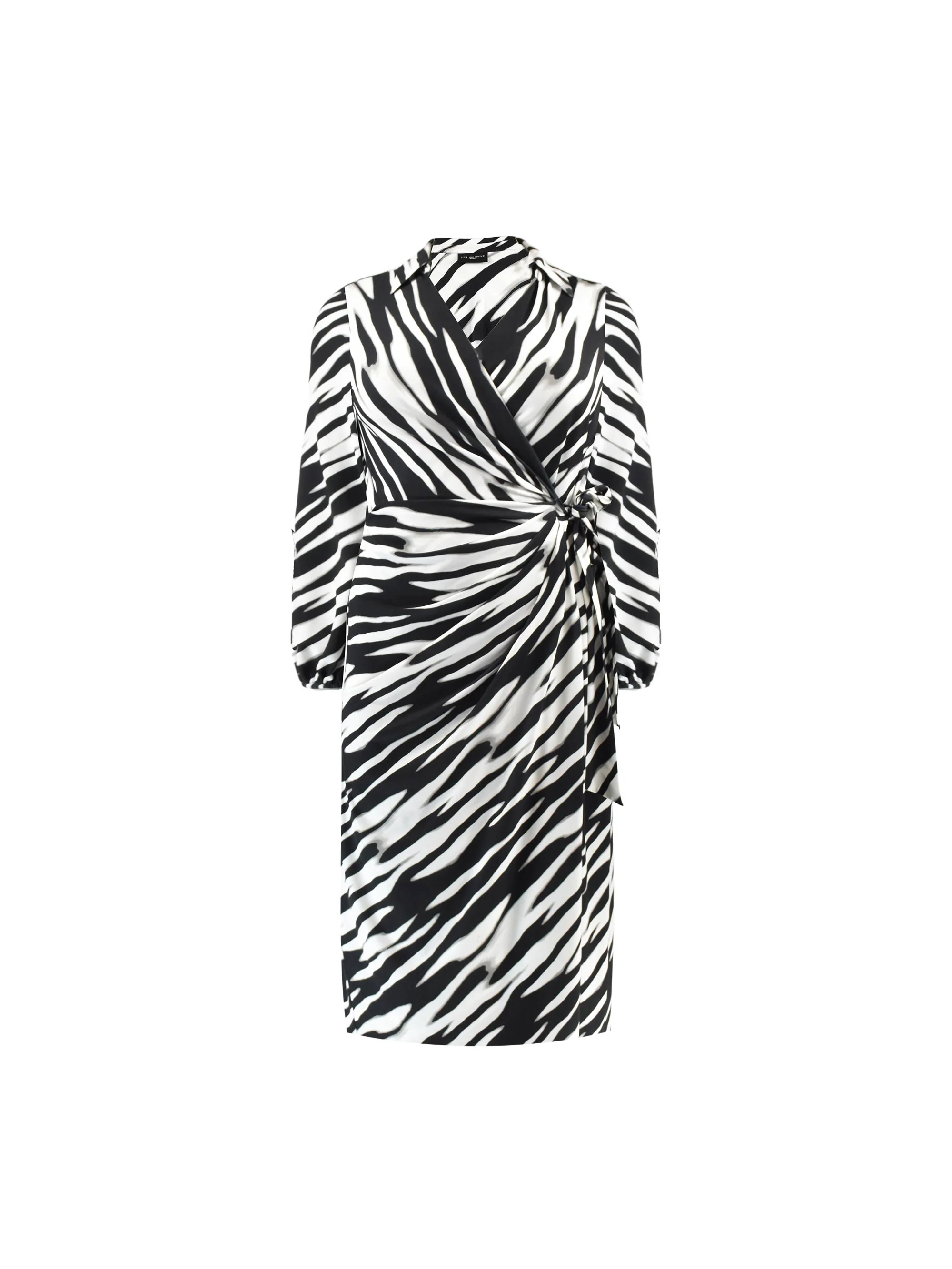 Mono Blurred Line Print Tie Side Jersey Shirt Dress - Image 6