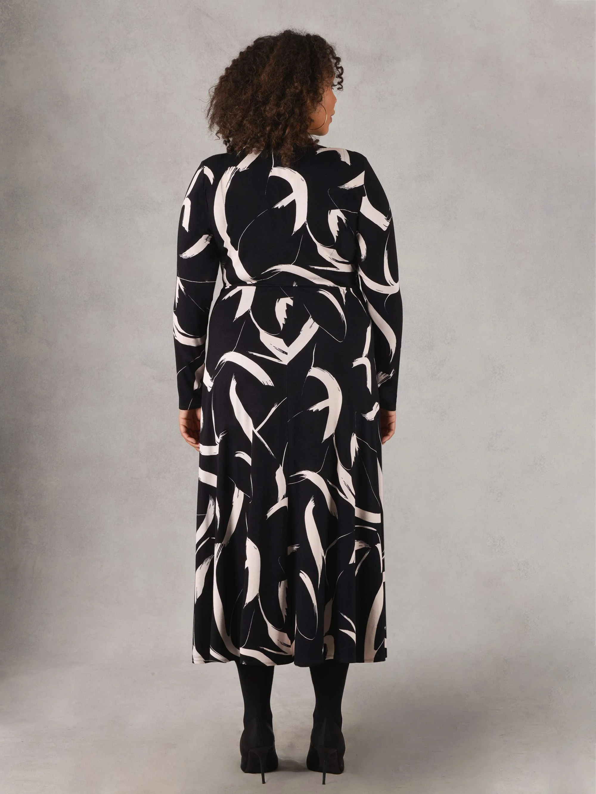 Mono Brushstroke Print Jersey Wrap Dress - Image 3