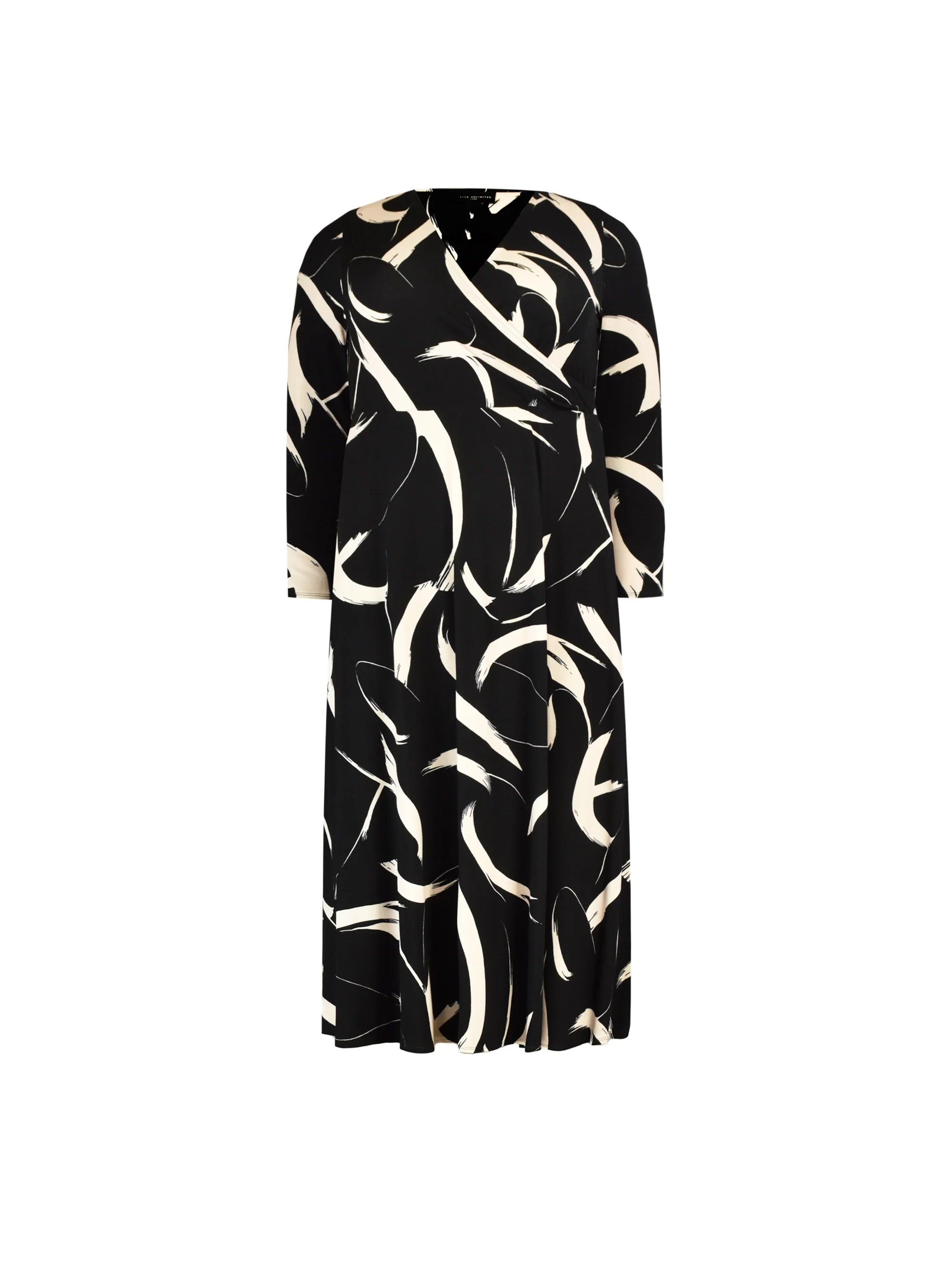 Mono Brushstroke Print Jersey Wrap Dress - Image 4