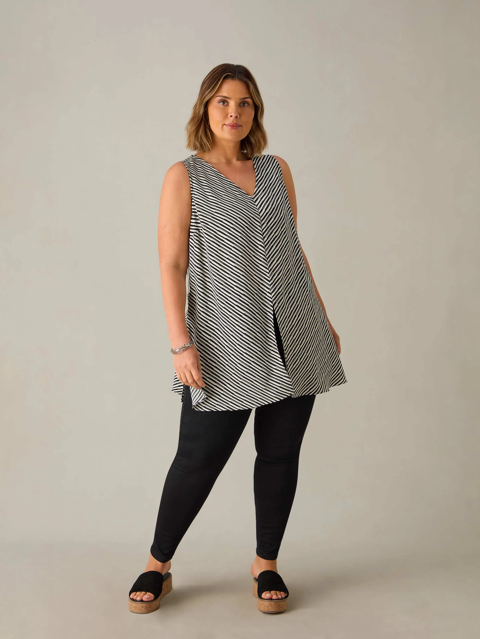 Mono Stripe Split Front Tunic - Image 2