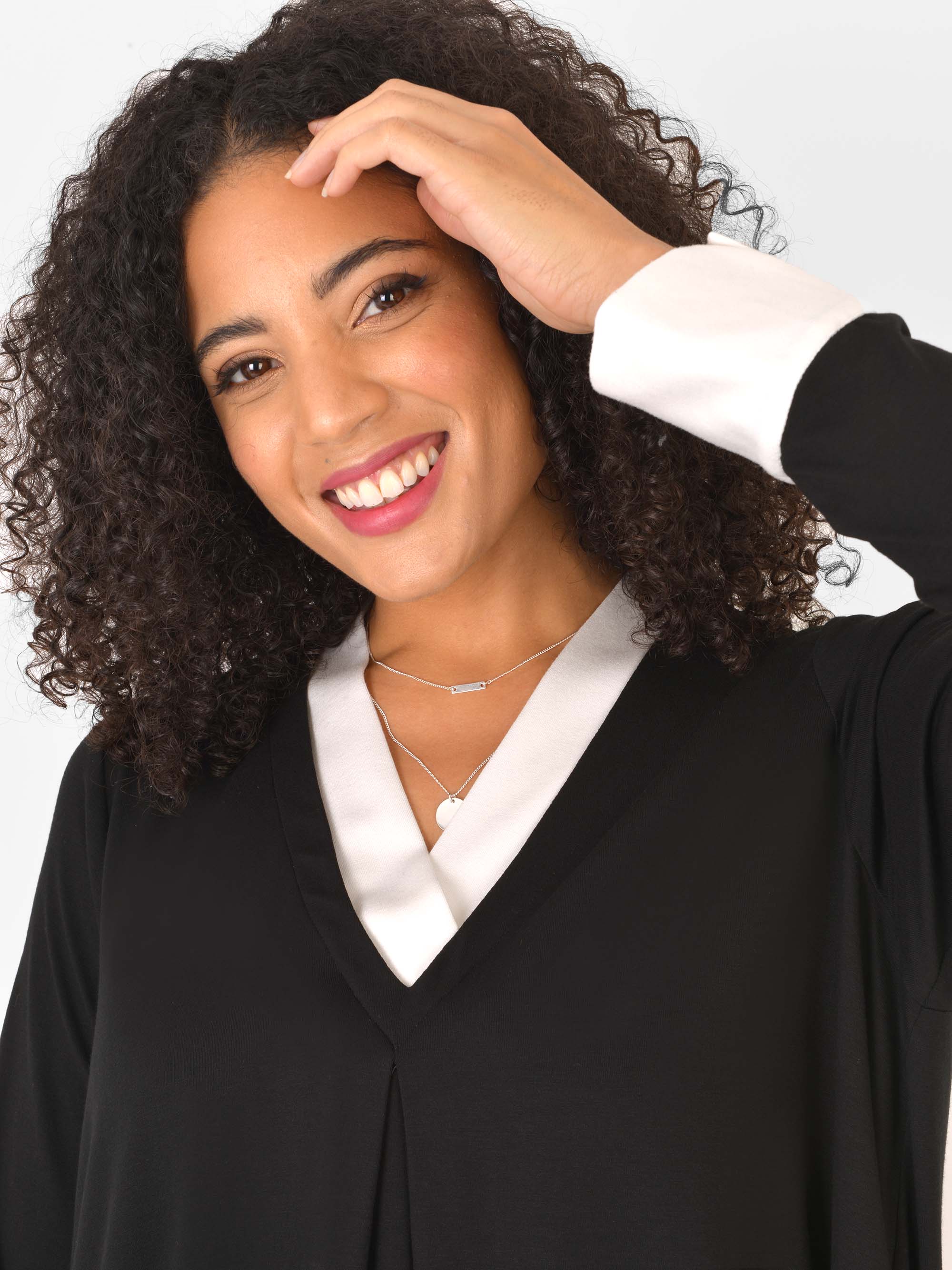 Mono Colour Block V Neck Tunic - Image 3