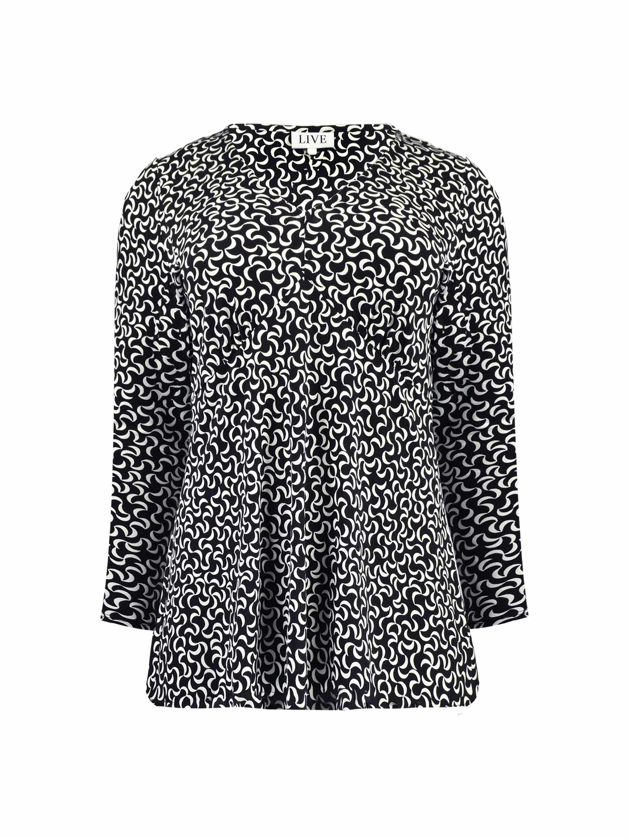 Mono Curl Print Fitted Jersey Top - Image 5