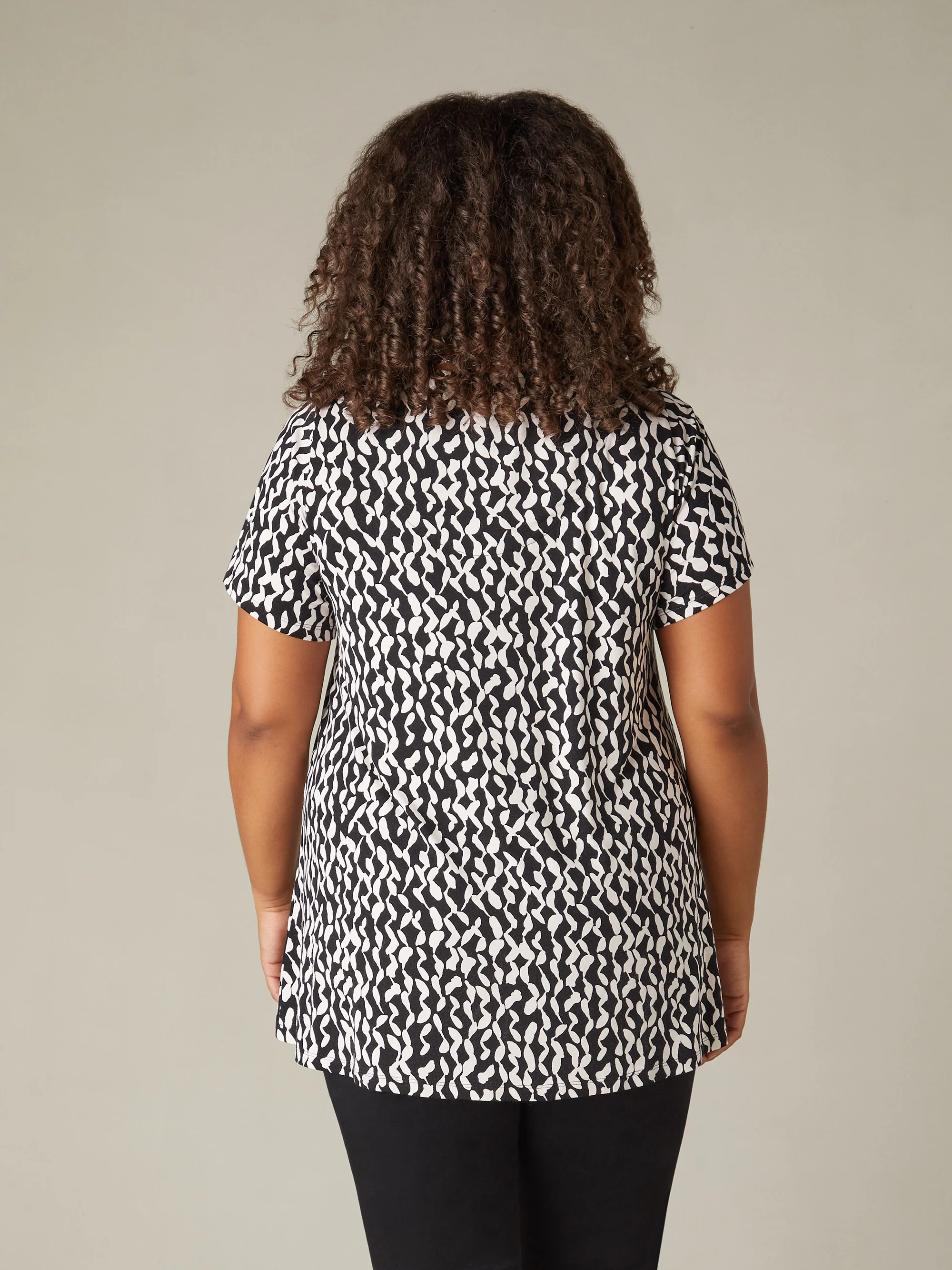 Mono Curl Print Jersey Cross Front Top - Image 3