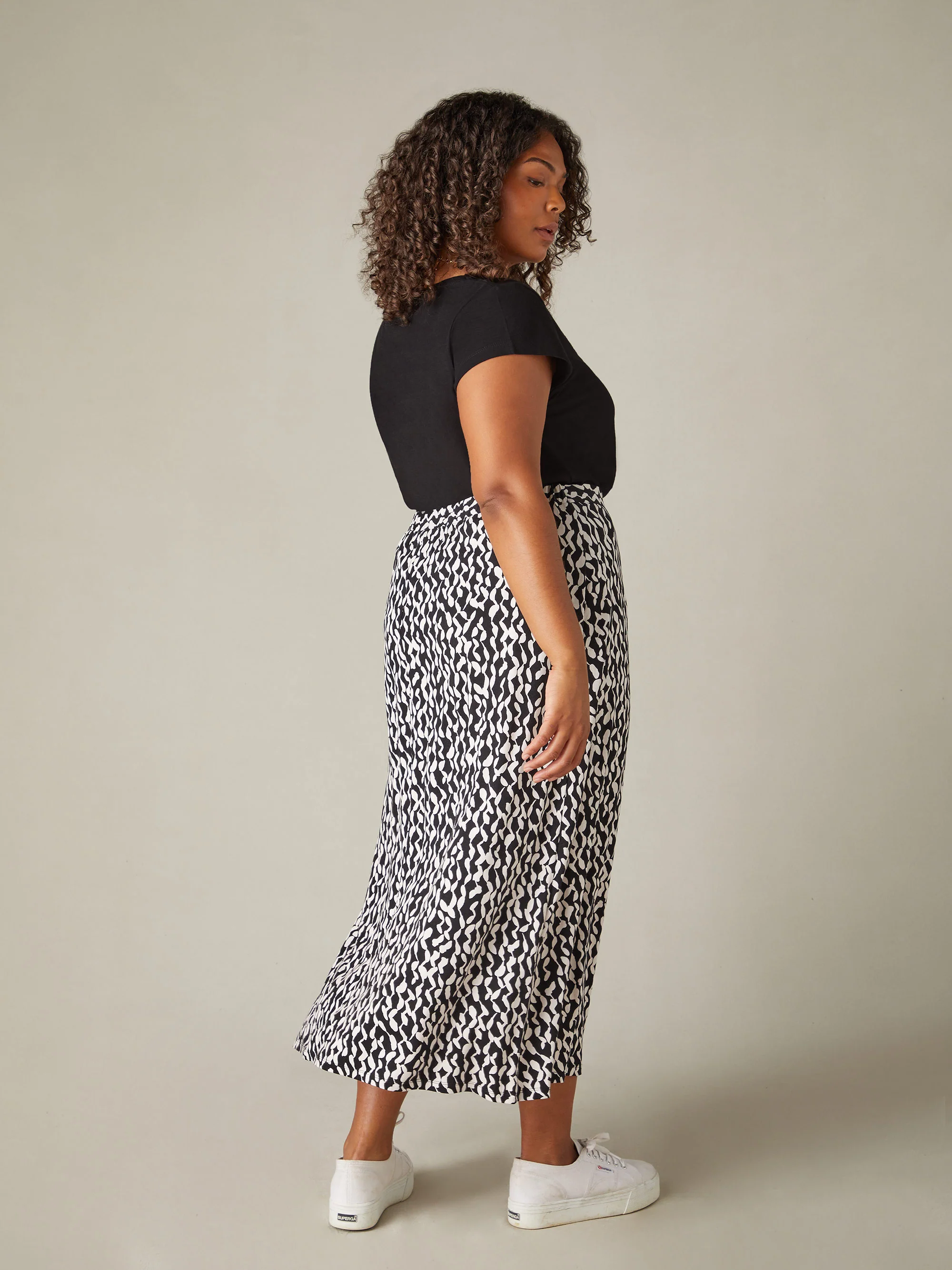 Mono Curl Print Jersey Midi Skirt - Image 3